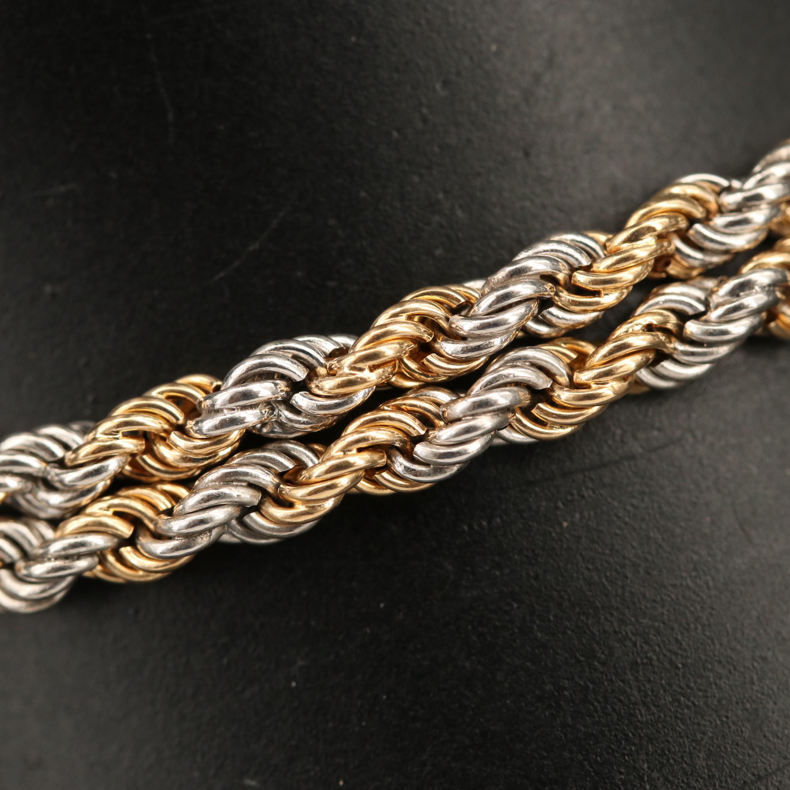 18K and Platinum Double Rope Chain Bracelet