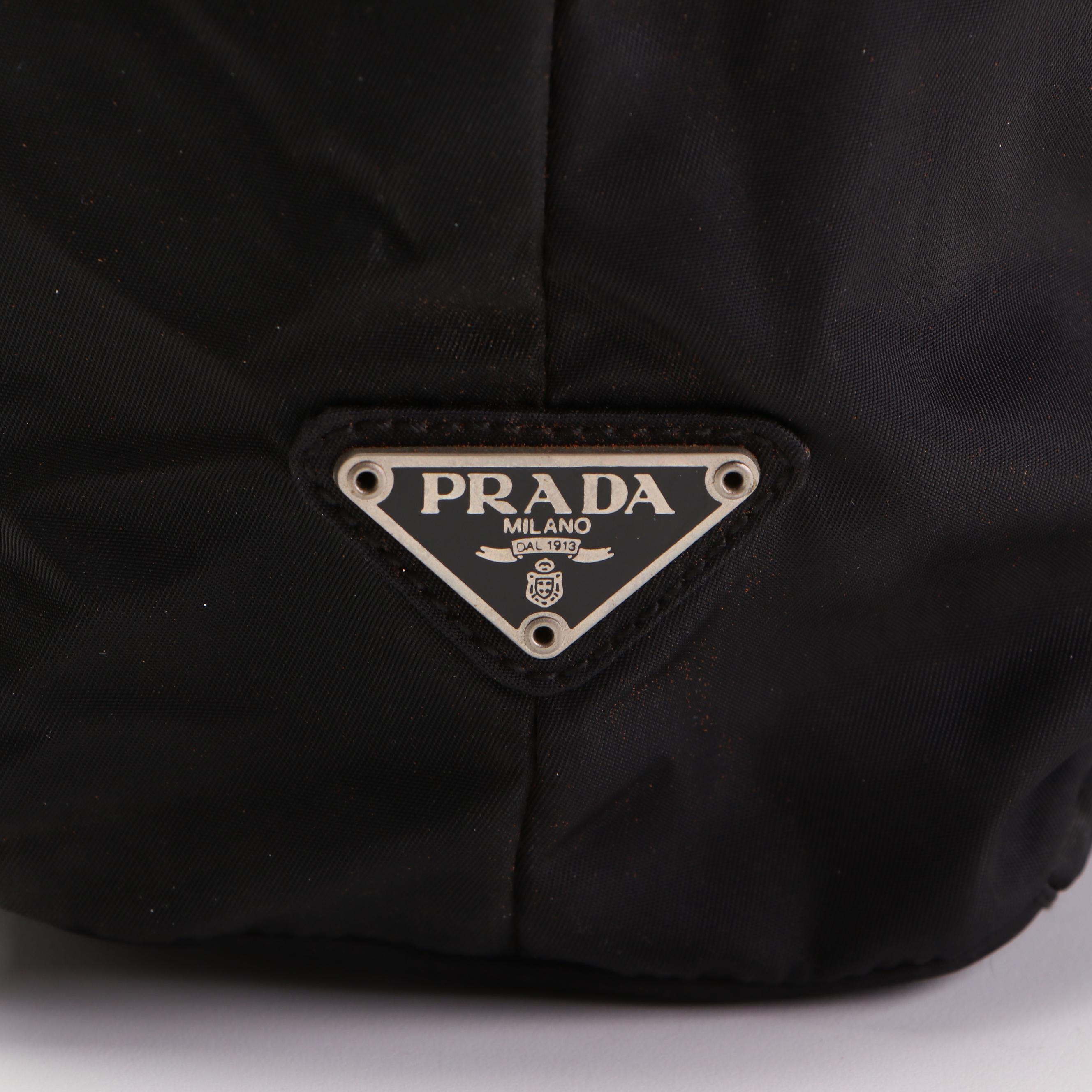 Prada Tote Bag Medium in Black Nylon Tessuto with Clear Composite Handles