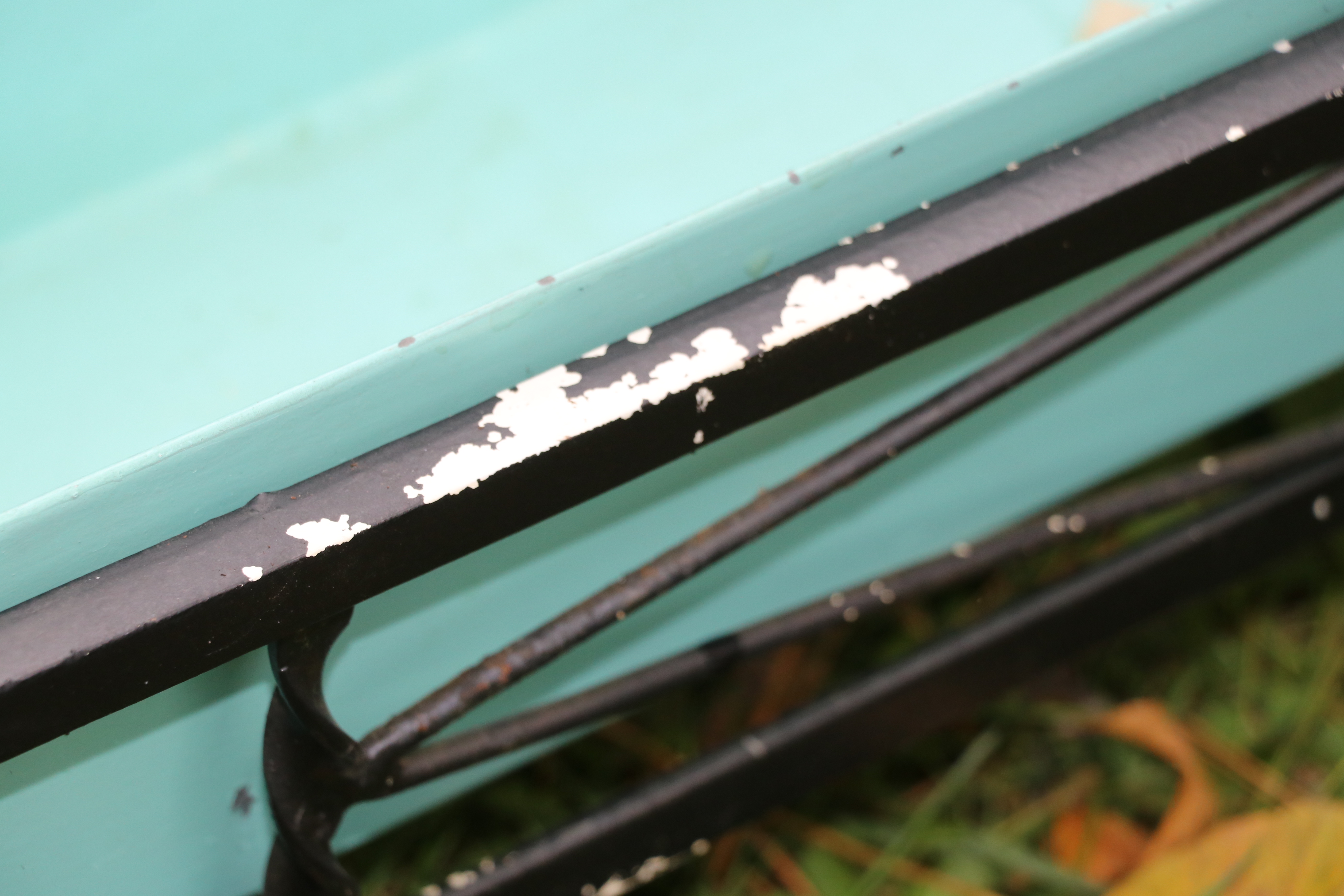 Iron Topiary Frames and Oblong Planter with a Robin's Egg Blue Liner