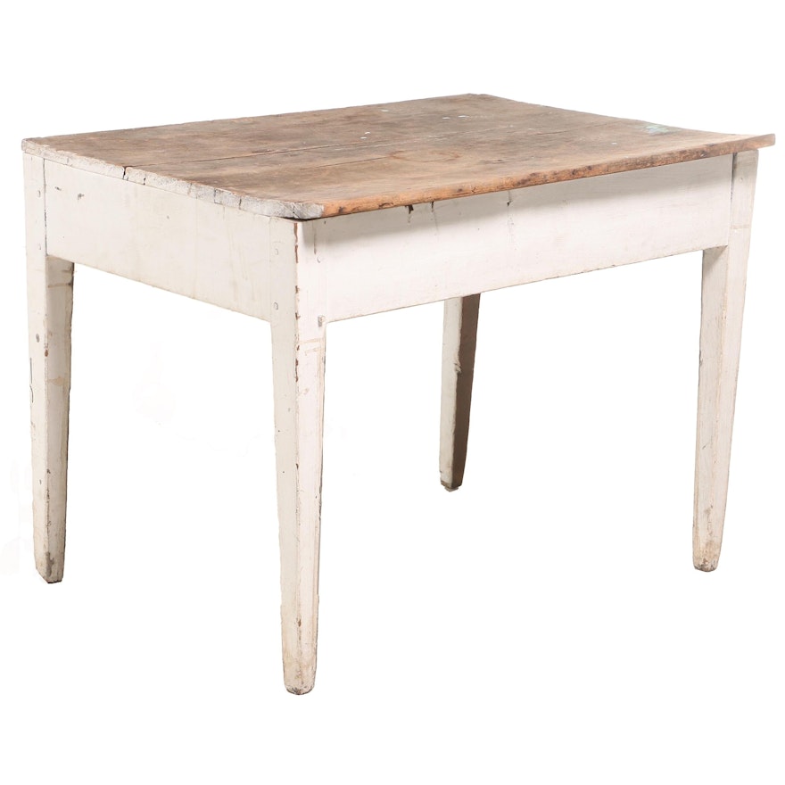 American Primitive Parcel-Painted Wood Work Table