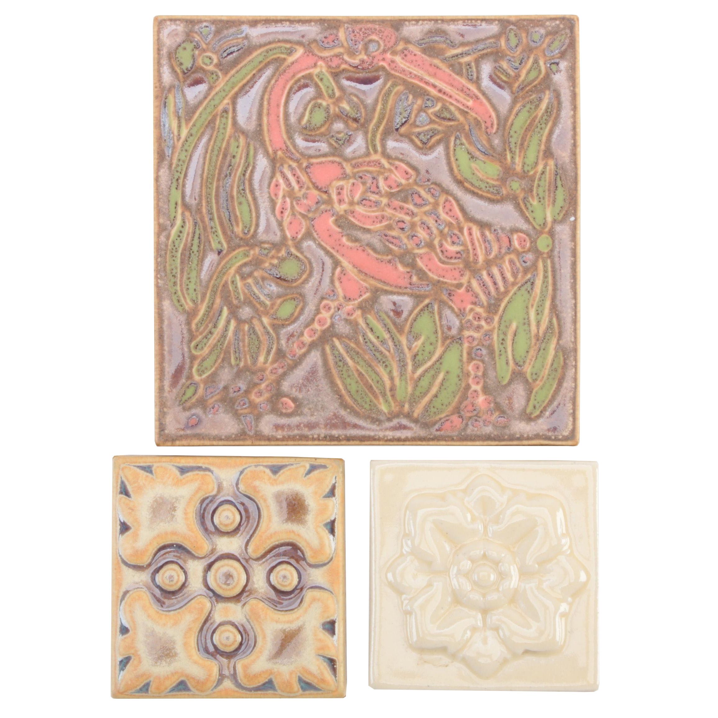 Rookwood Pottery "Guinevere" and "Figaro" Faïence Tiles and Signed Rookwood Tile