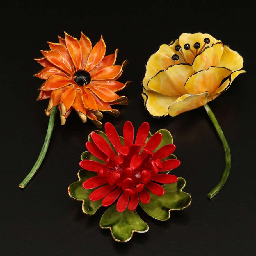 Original by Robért Enamel Flower Brooch Collection