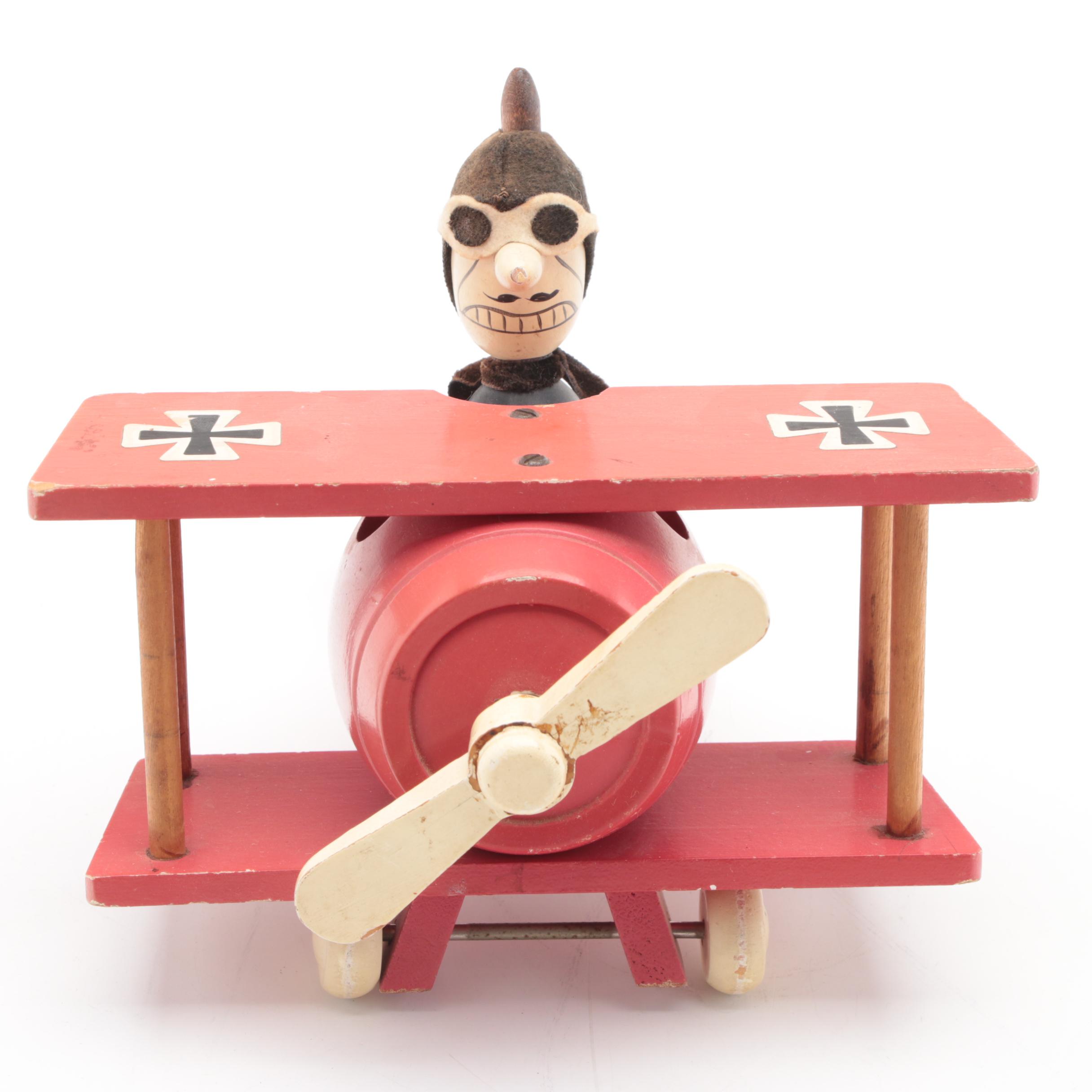 Schmid Brothers and Other Toy Music Red Baron, Push Alligator and Dog Figurine