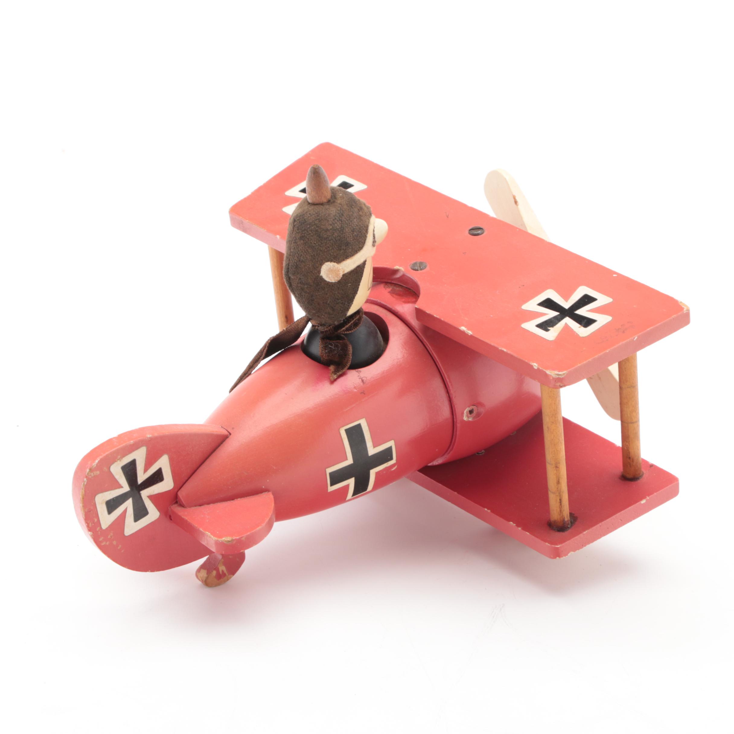 Schmid Brothers and Other Toy Music Red Baron, Push Alligator and Dog Figurine