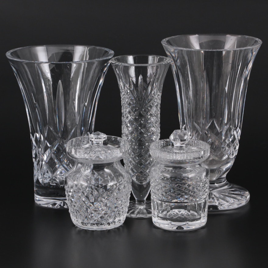 Waterford Crystal "Lismore" Crystal Vases and Other Jam Jars and Vase