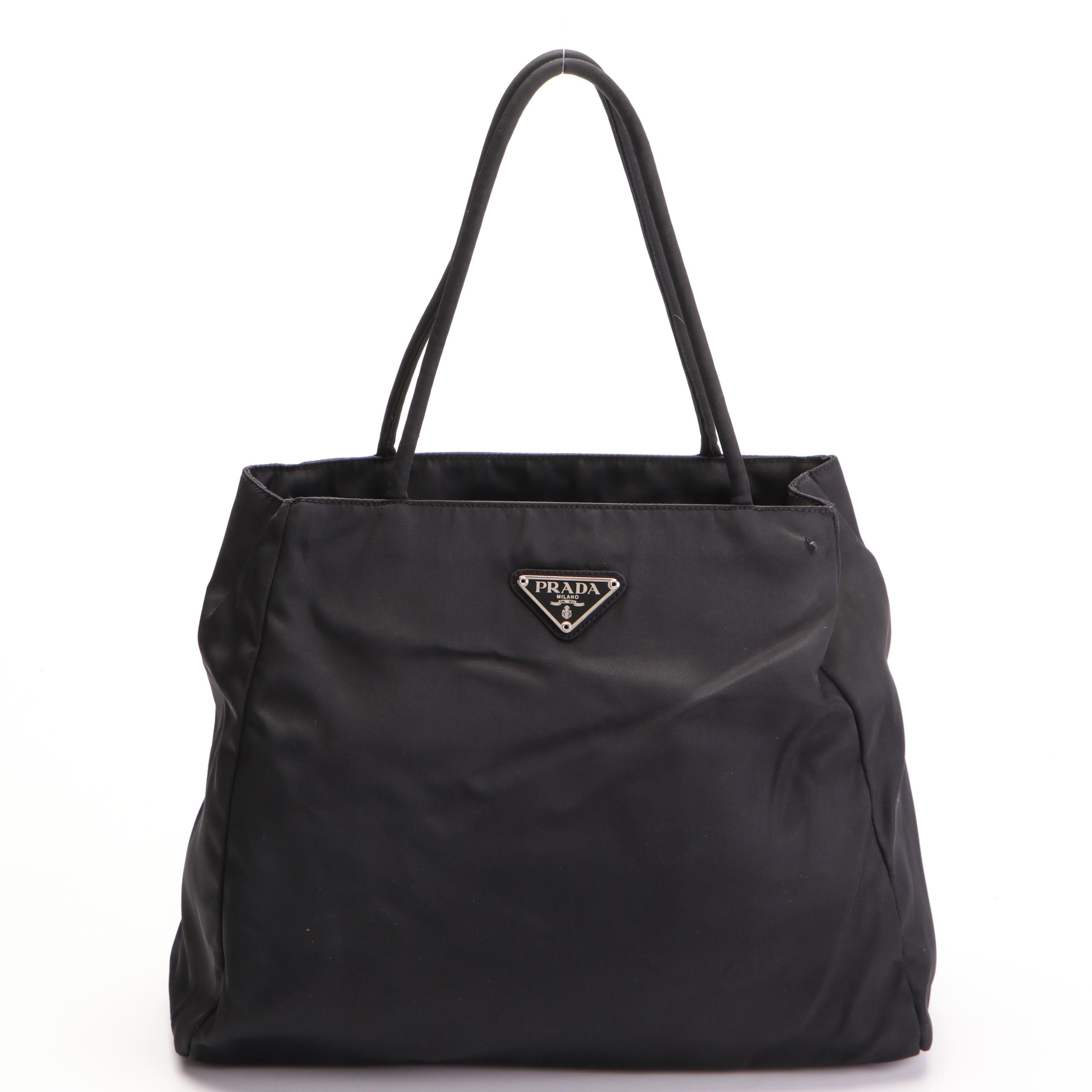 Prada Small Shoulder Tote in Black Nylon