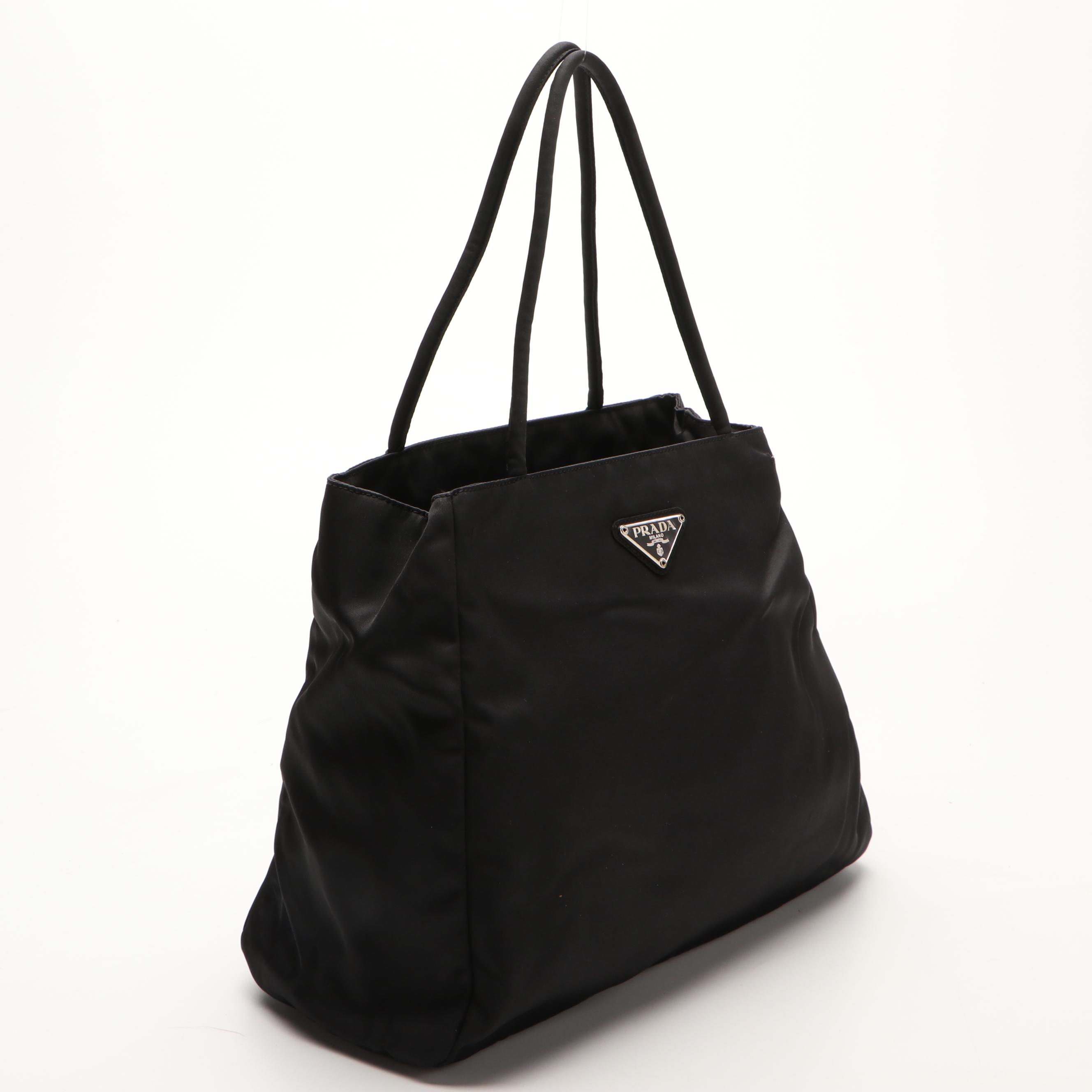 Prada Small Shoulder Tote in Black Nylon