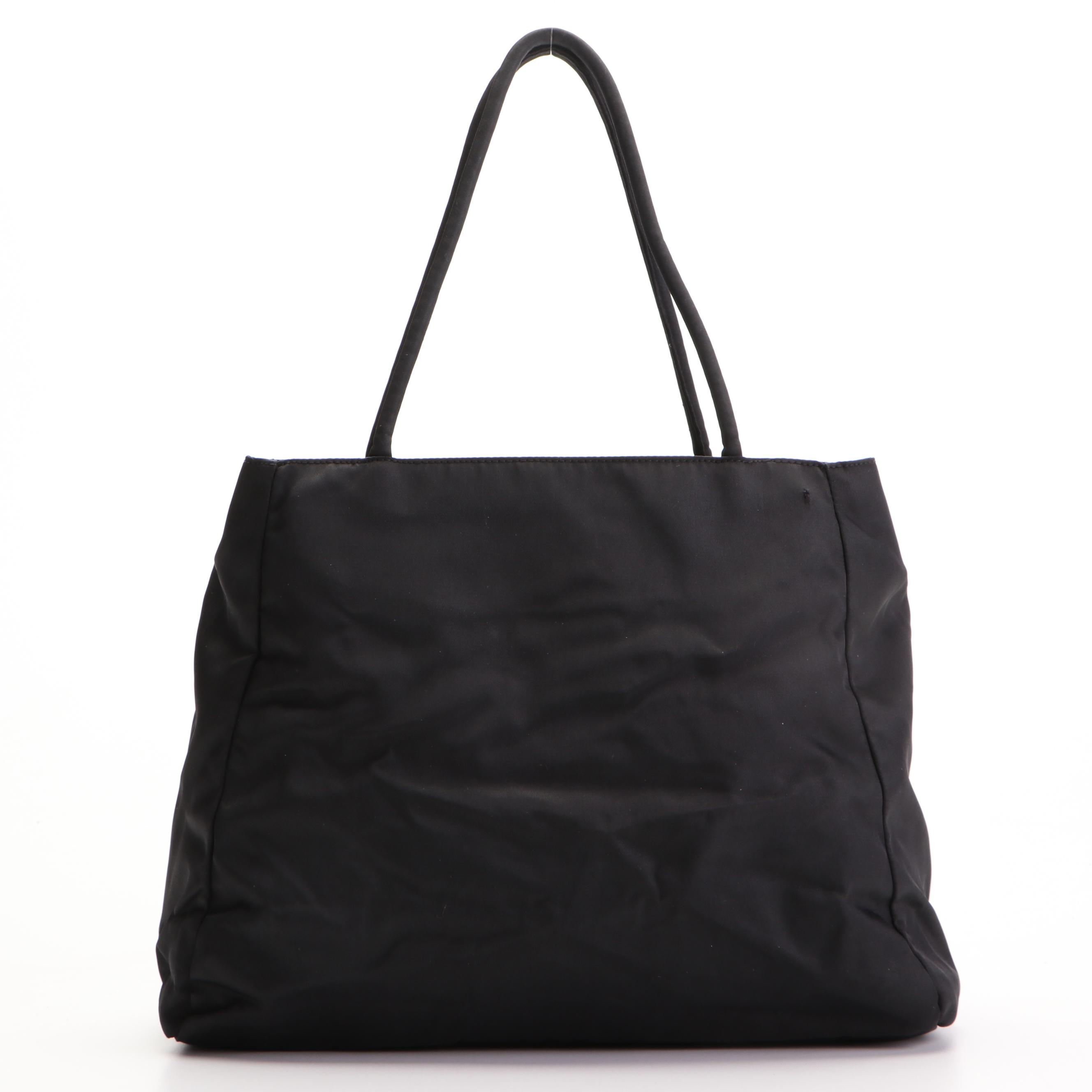 Prada Small Shoulder Tote in Black Nylon