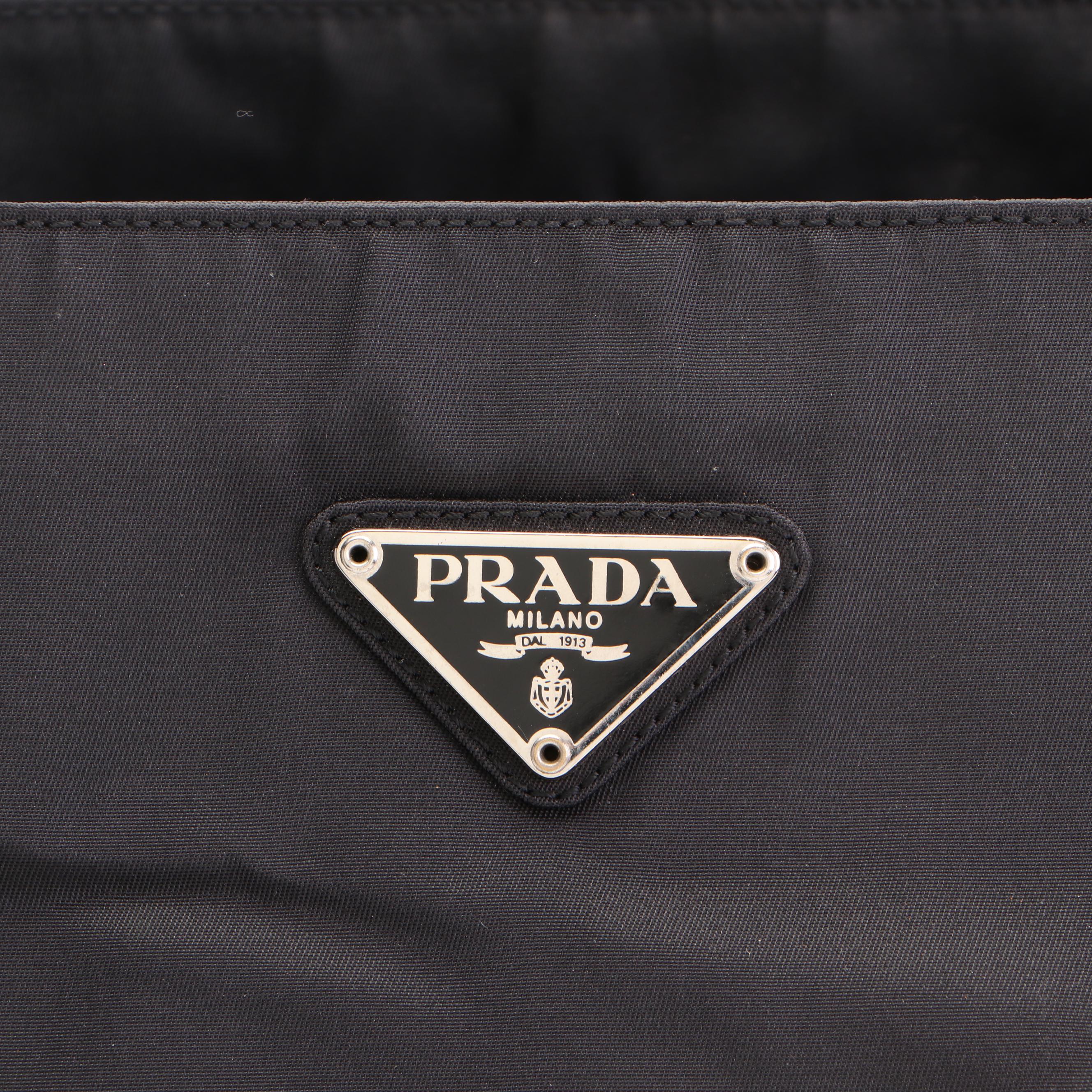 Prada Small Shoulder Tote in Black Nylon