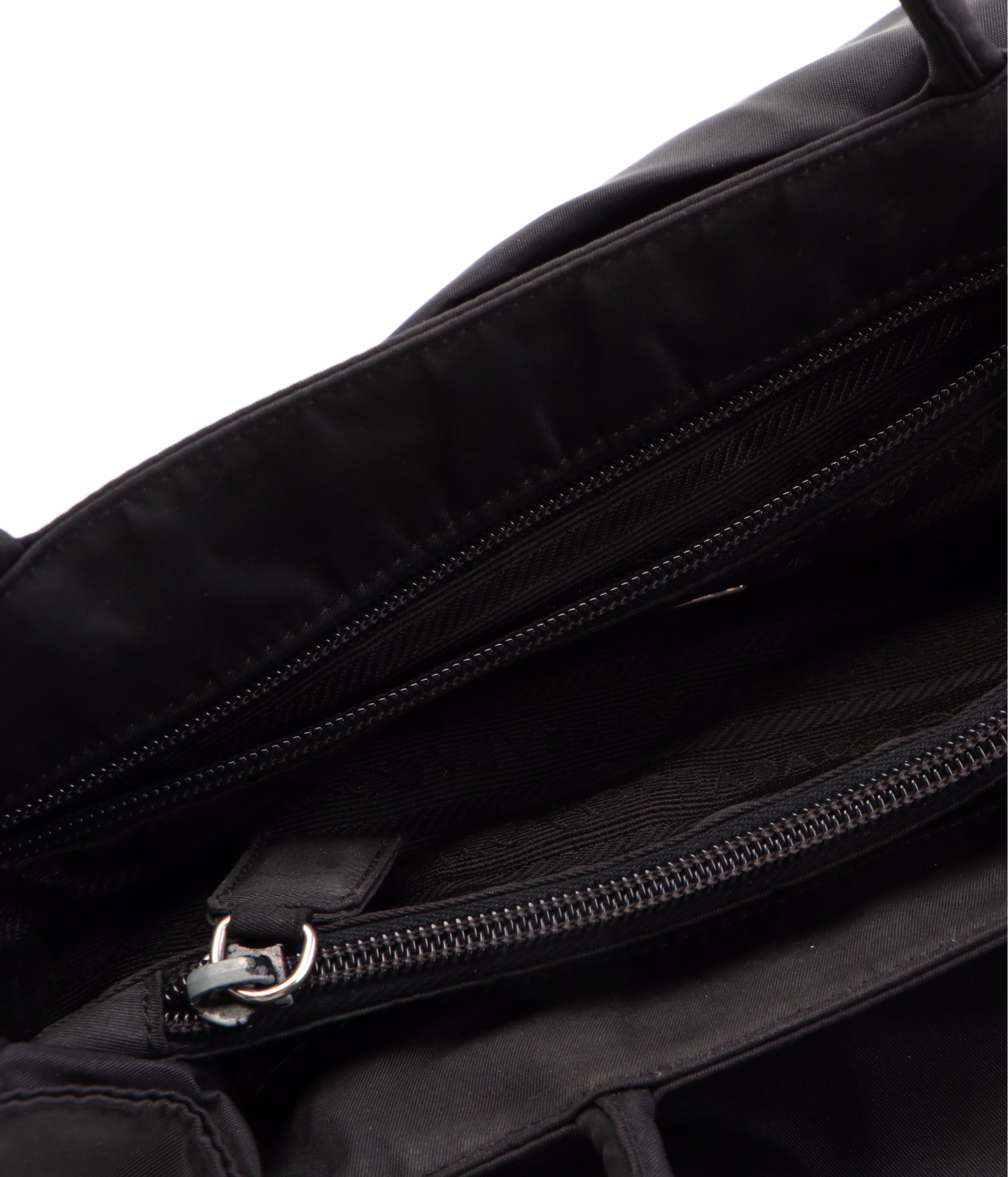 Prada Small Shoulder Tote in Black Nylon