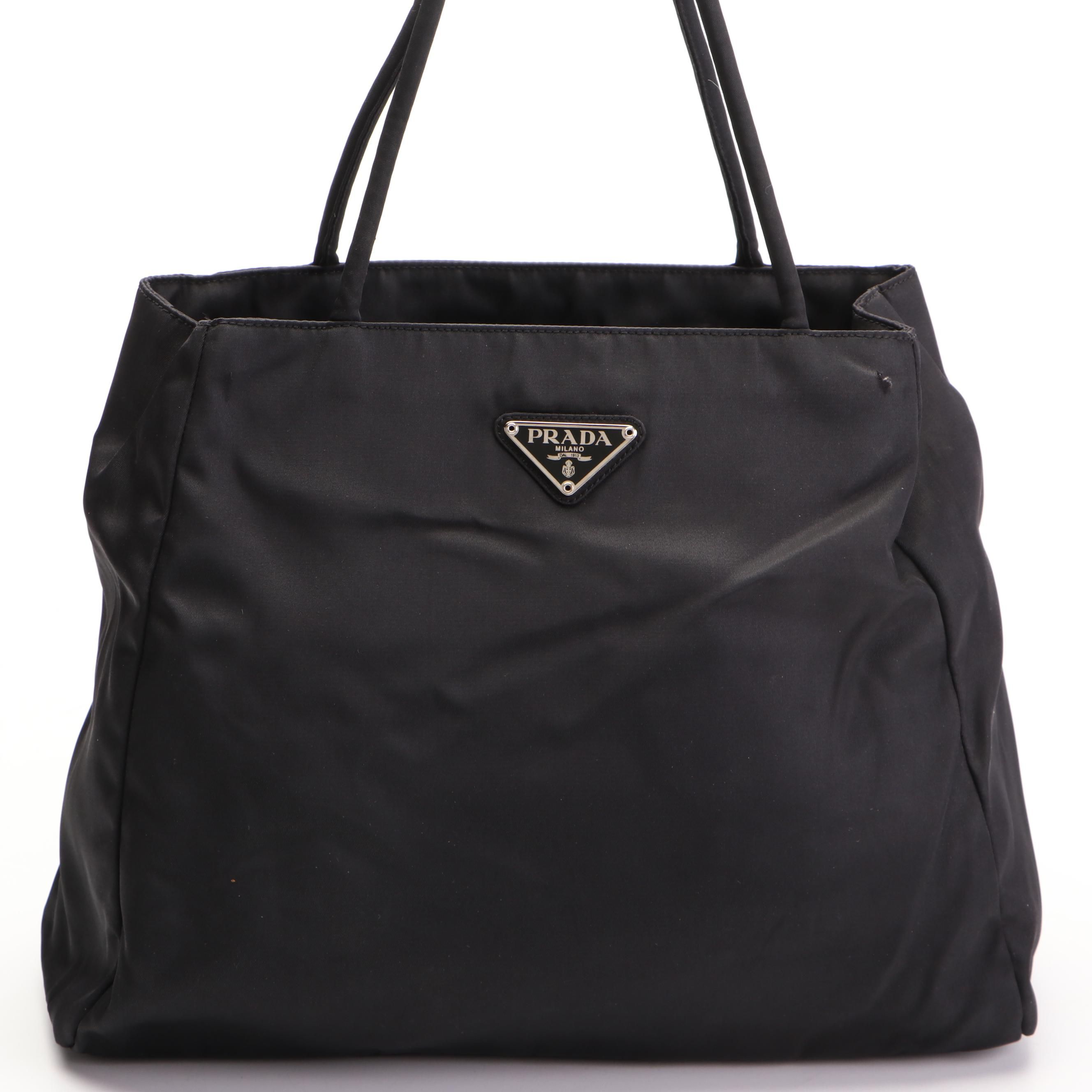 Prada Small Shoulder Tote in Black Nylon