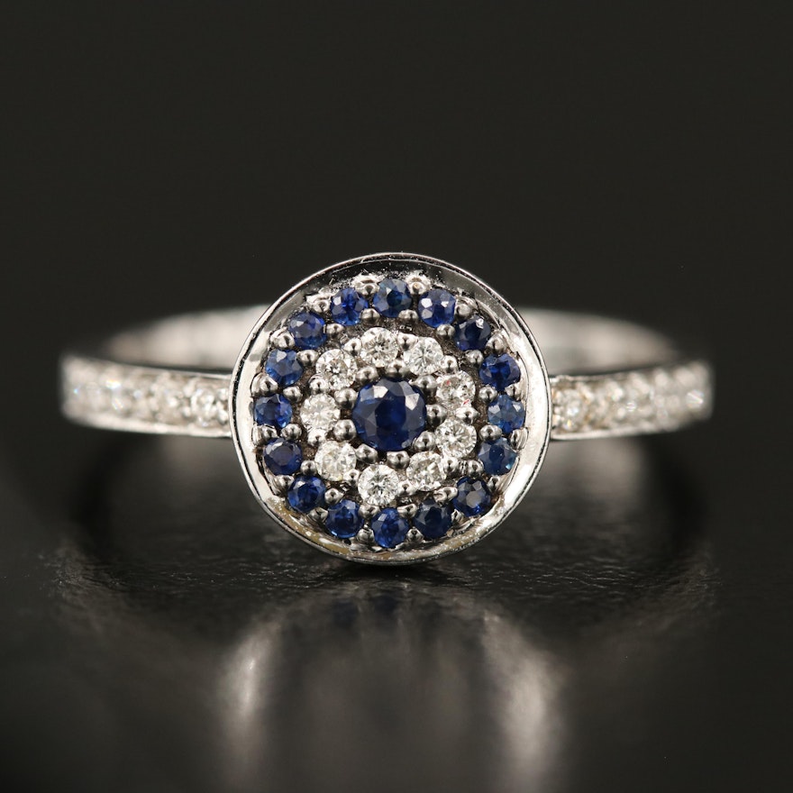 18K Sapphire and Diamond Cluster Ring