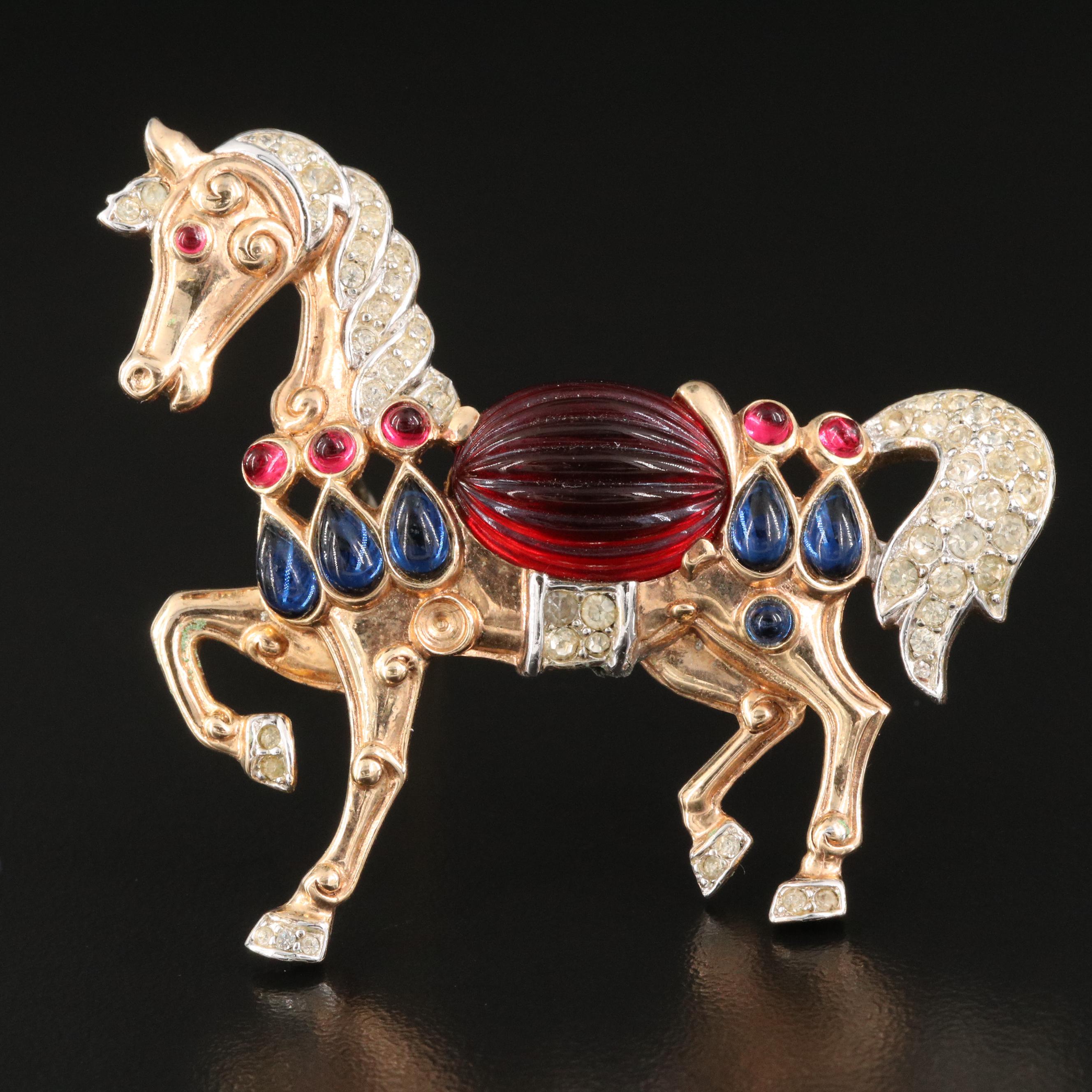 1949 Alfred Philippe for Trifari "Moghul Horse" Rhinestone Brooch