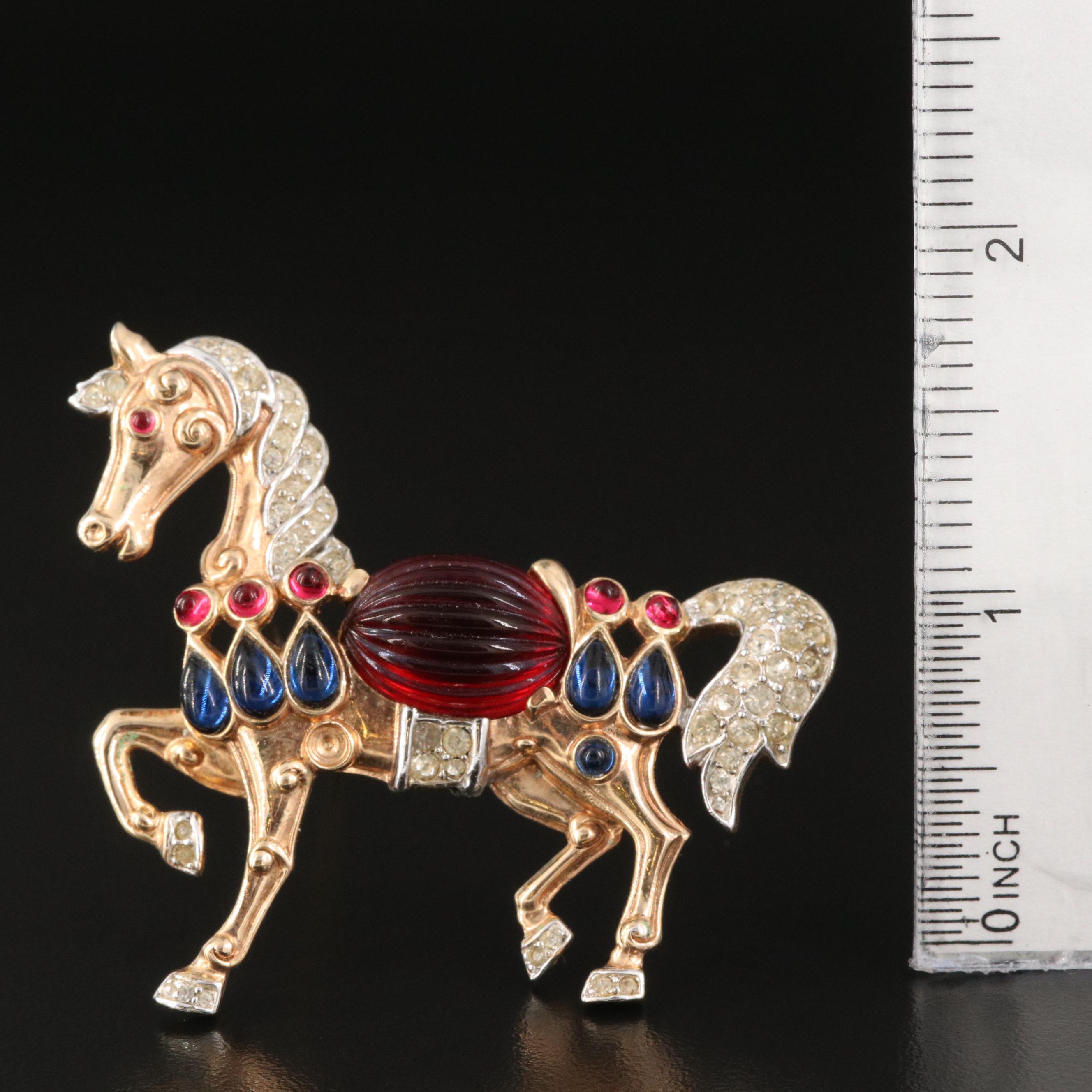1949 Alfred Philippe for Trifari "Moghul Horse" Rhinestone Brooch