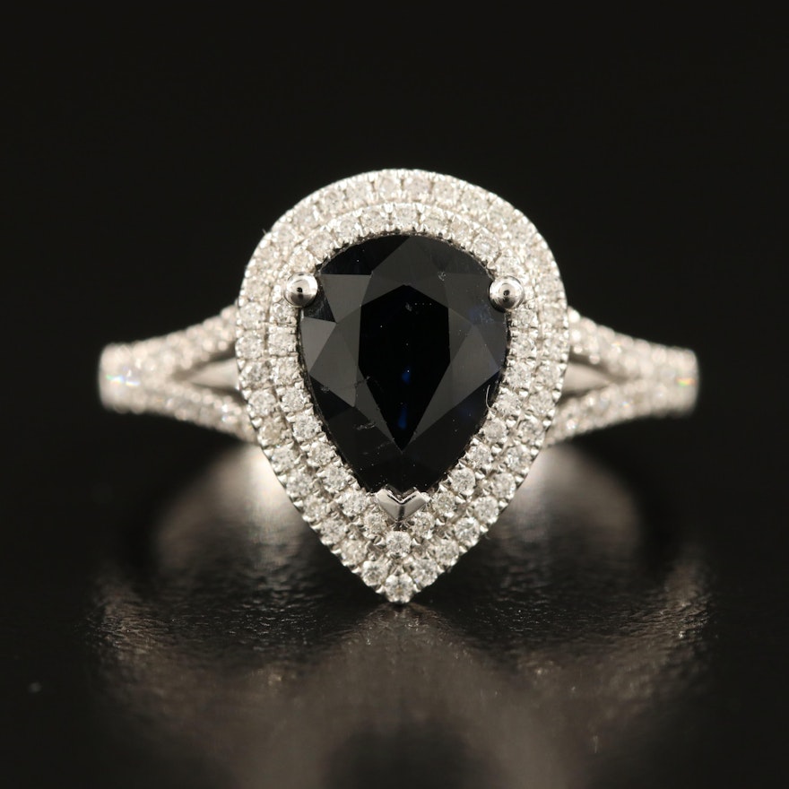 14K 2.19 CT Sapphire and Diamond Ring