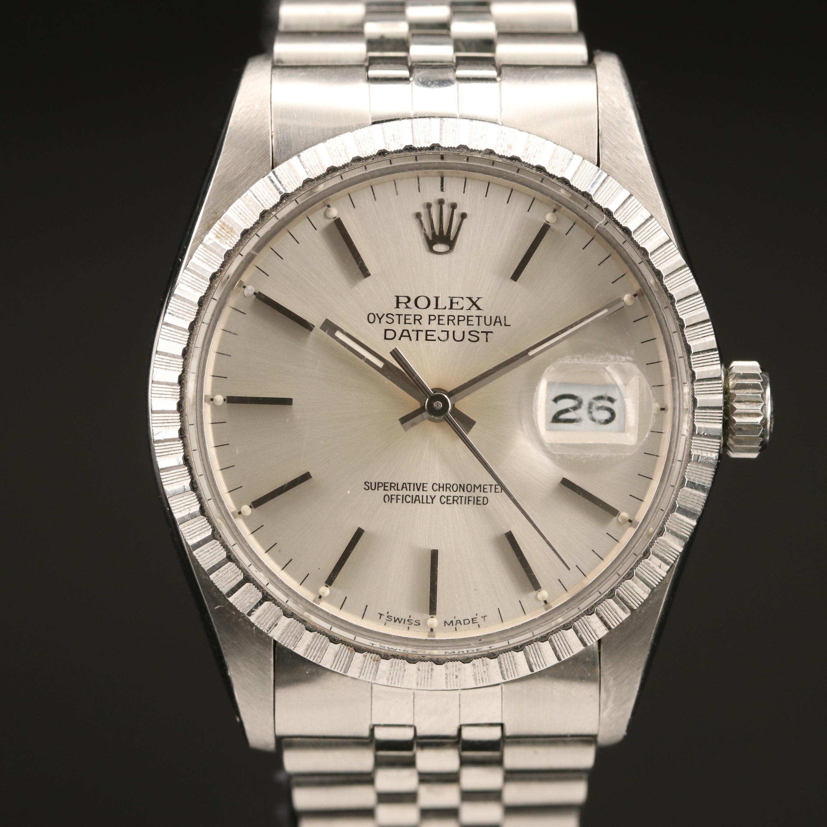 1988 Rolex Datejust Stainless Steel Automatic Watch