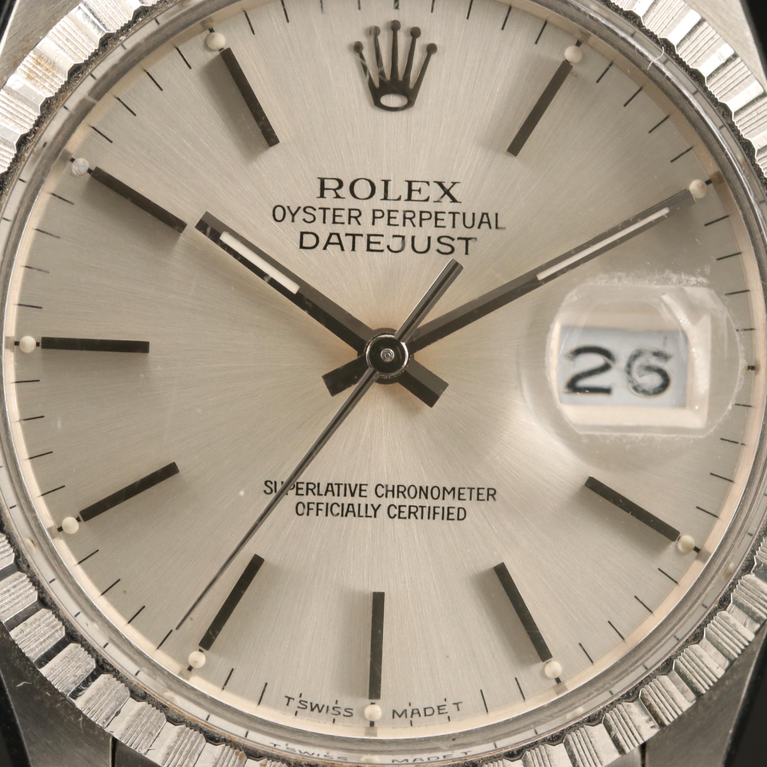 1988 Rolex Datejust Stainless Steel Automatic Watch