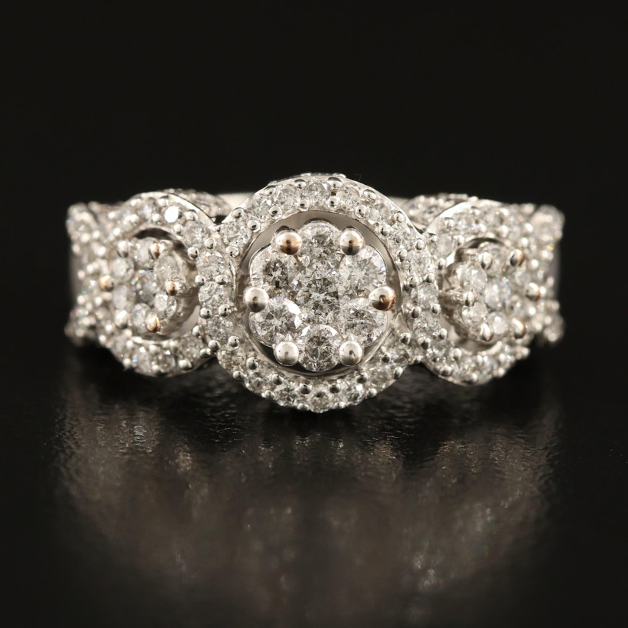 14K 2.00 CTW Diamond Cluster Halo Ring