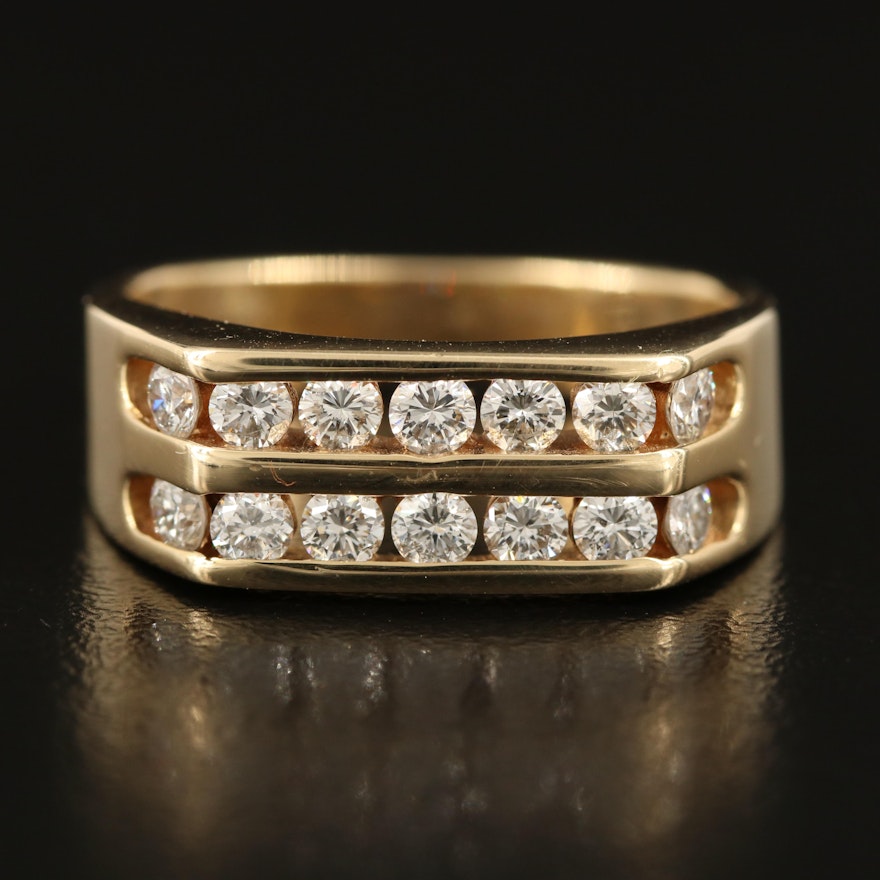 14K 1.00 CTW Diamond Double Row Ring