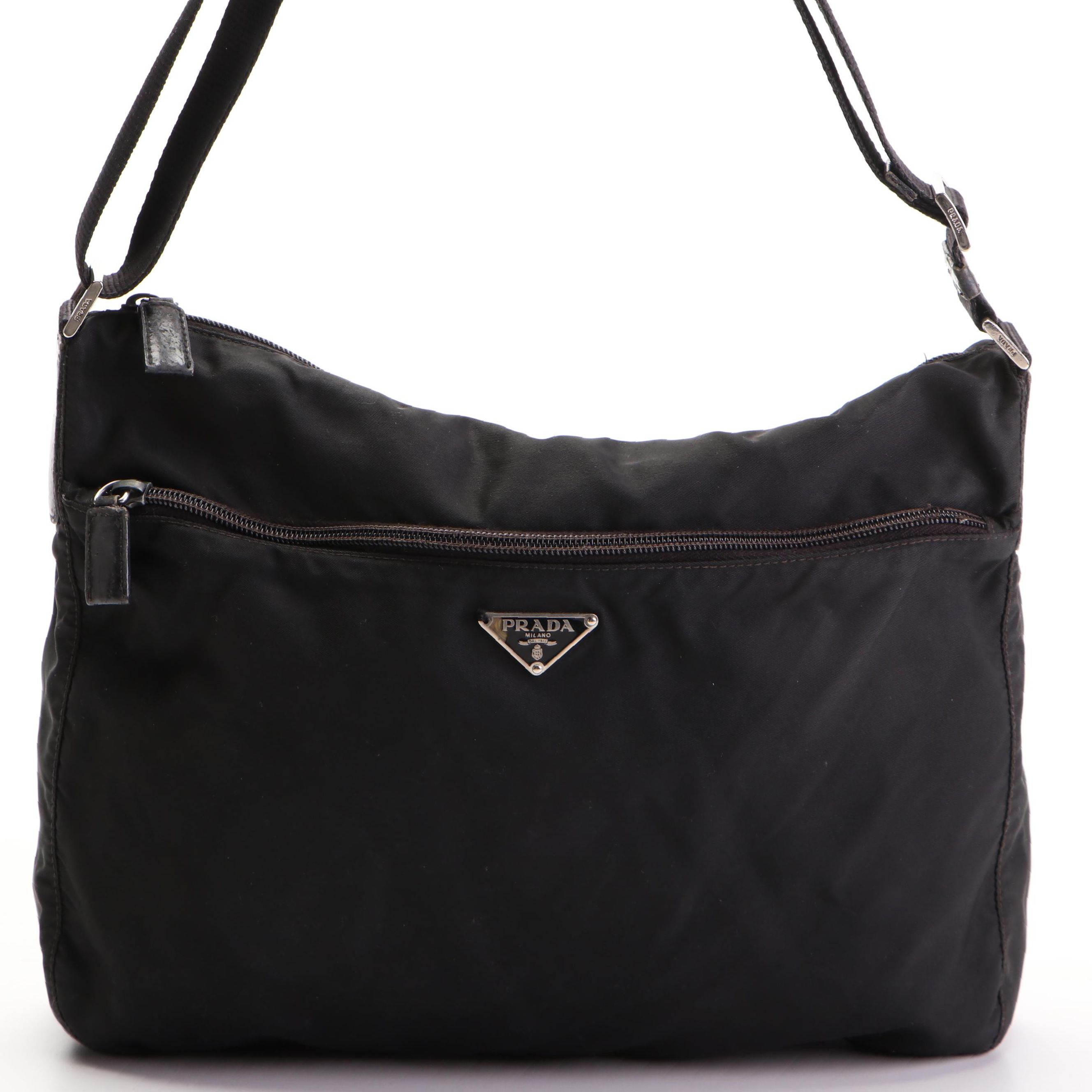 Prada Tessuto Messenger Bag in Black Nylon