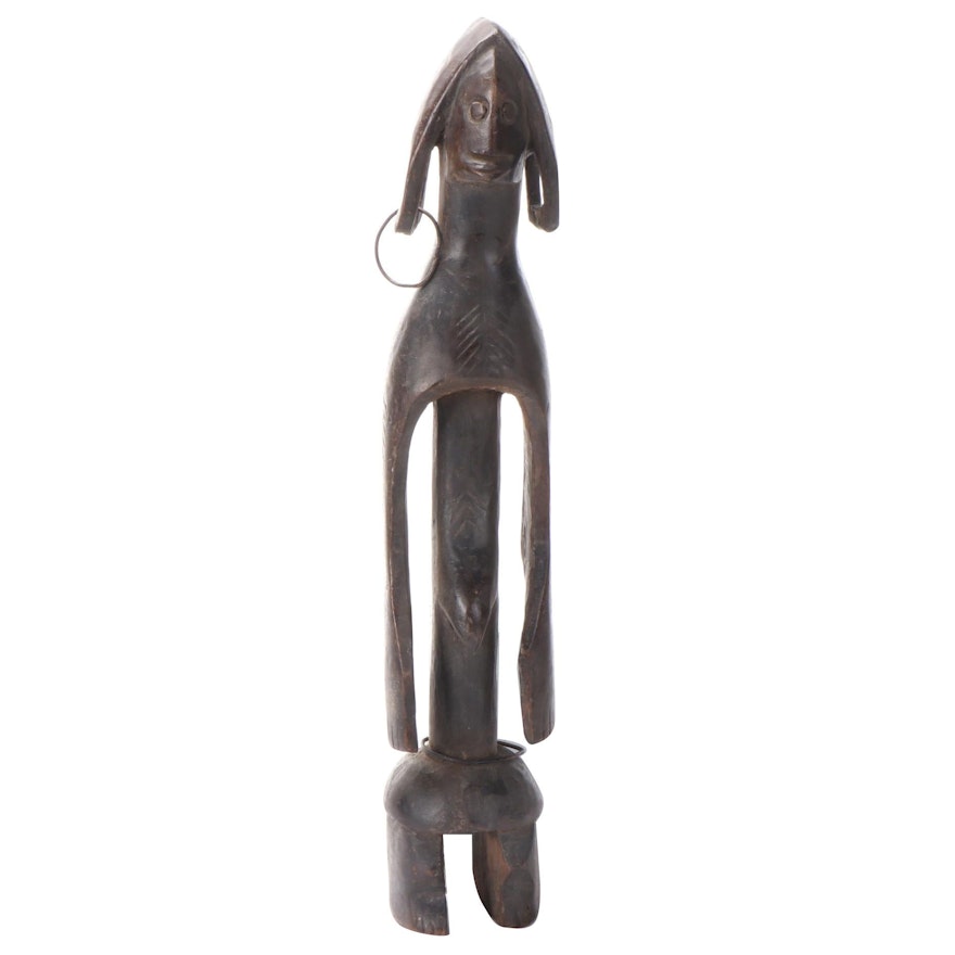 Mumuye Inspired Hand-Carved Wood Figure, West Africa