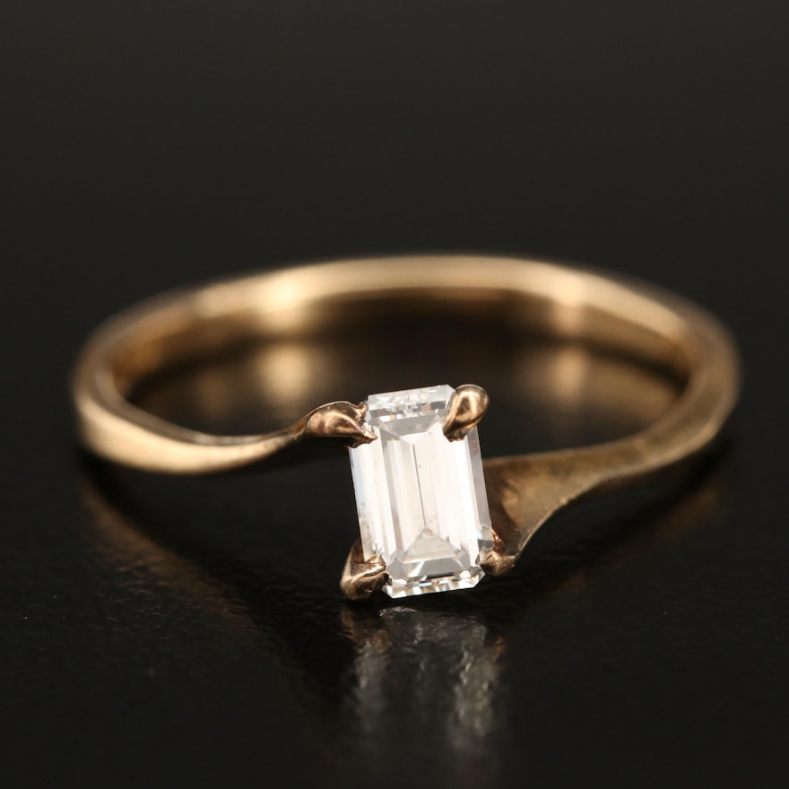 14K 0.59 CT Diamond Solitaire Bypass Ring