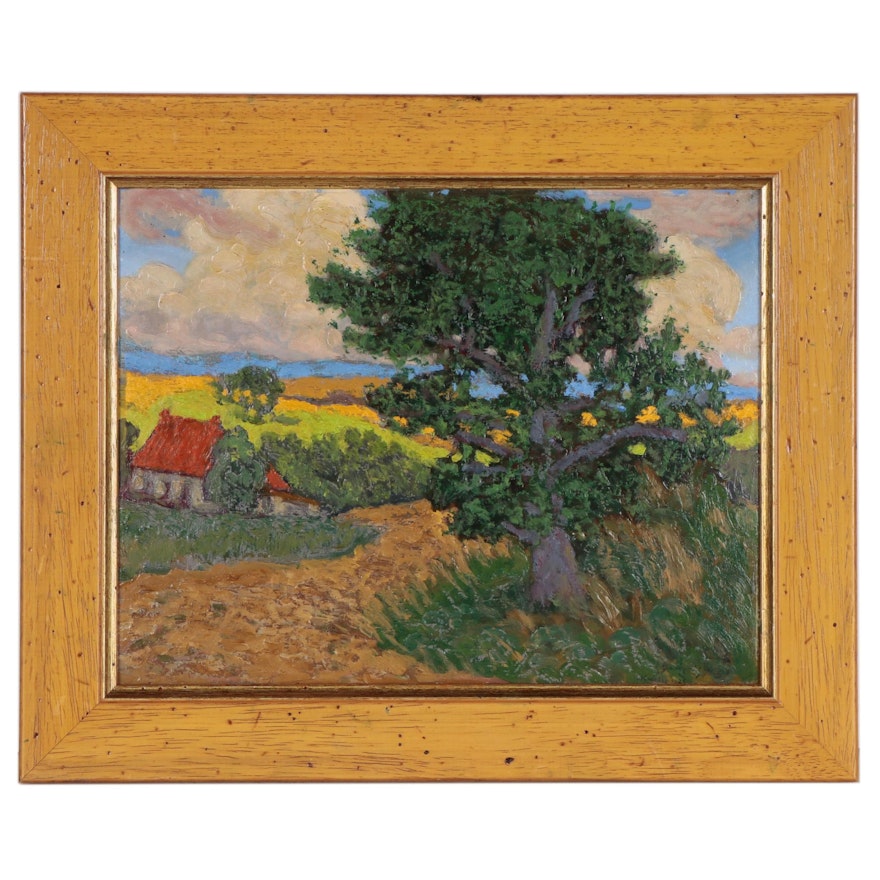 Impressionist Style Landscape Oil Painting, 1929