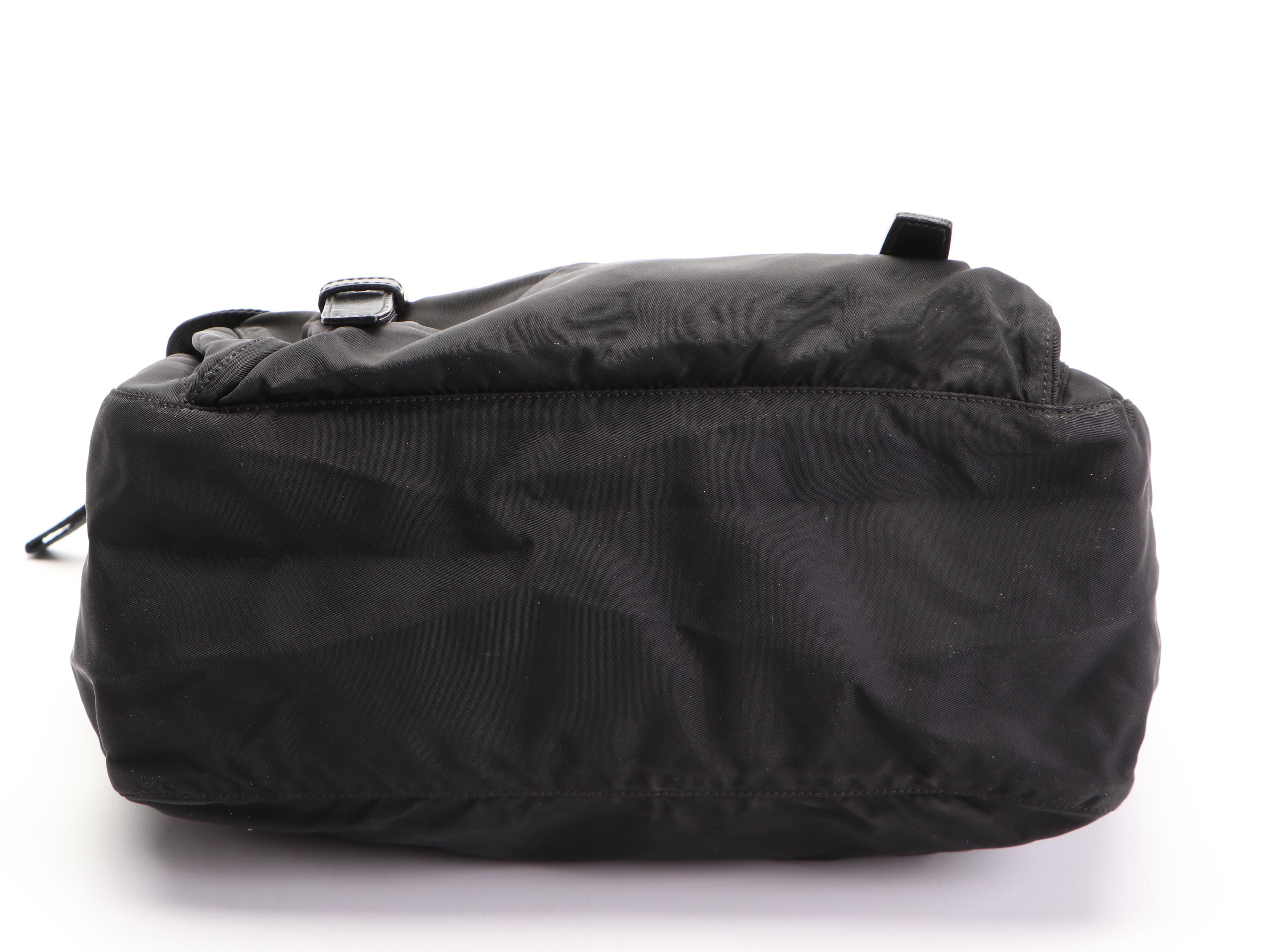 Prada Small Messenger Flap Bag in Black Tessuto Nylon with Glace Leather Trim