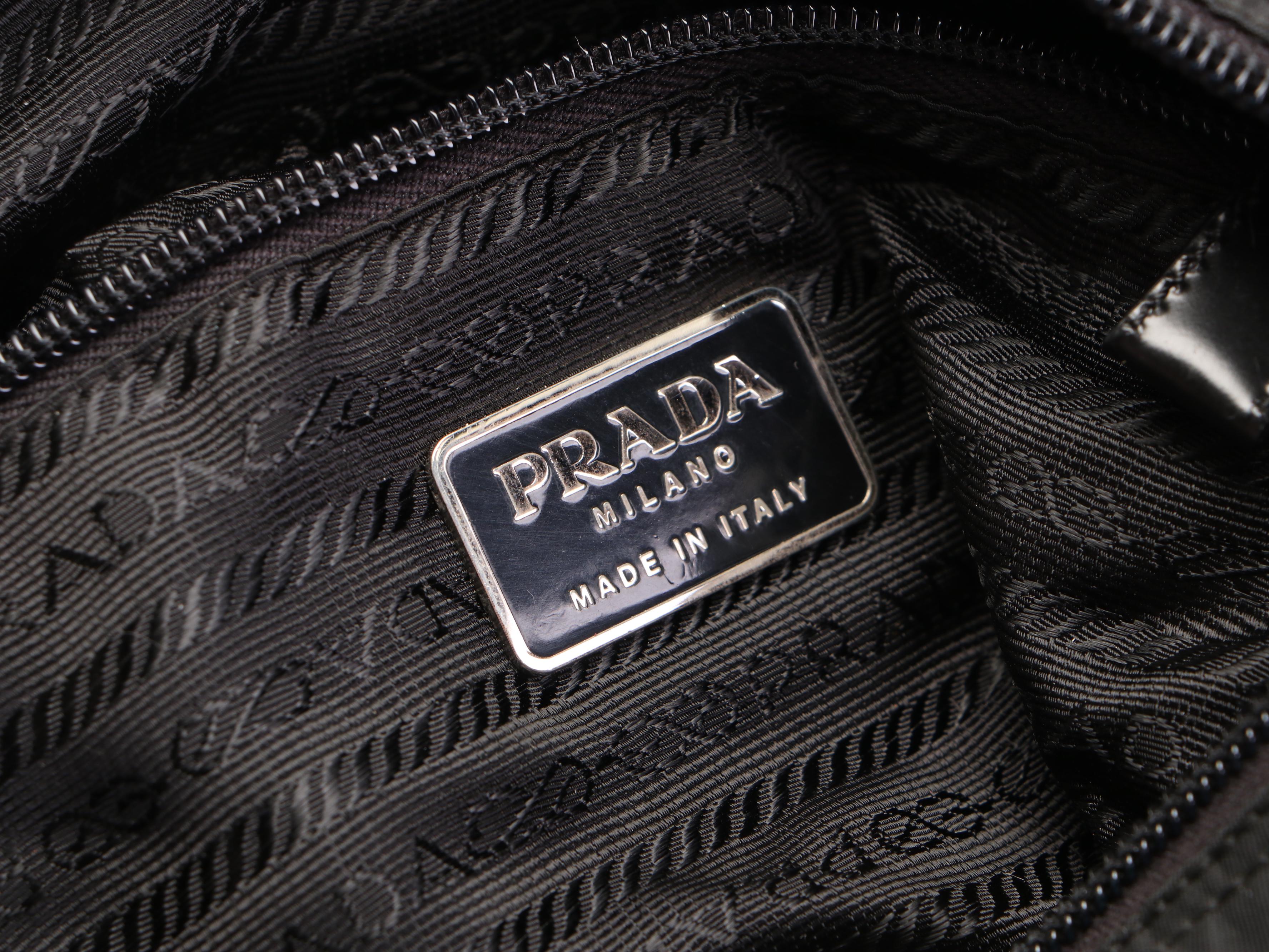 Prada Small Messenger Flap Bag in Black Tessuto Nylon with Glace Leather Trim