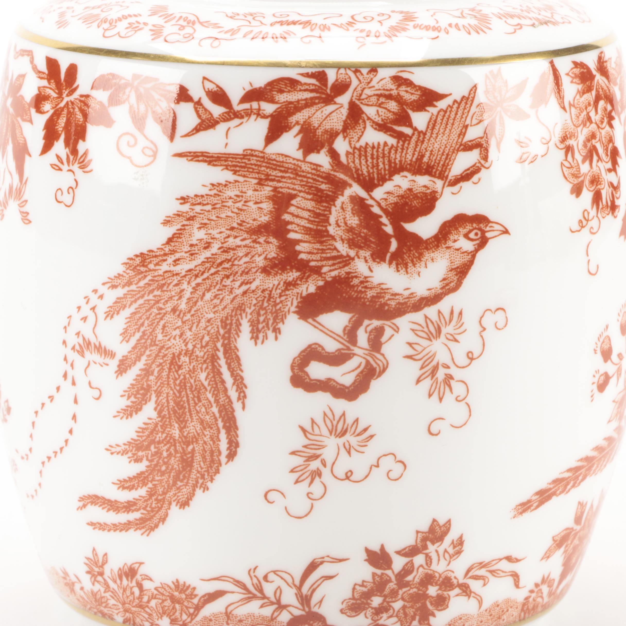 Royal Crown Derby "Red Aves" Bone China Lidded Vessel