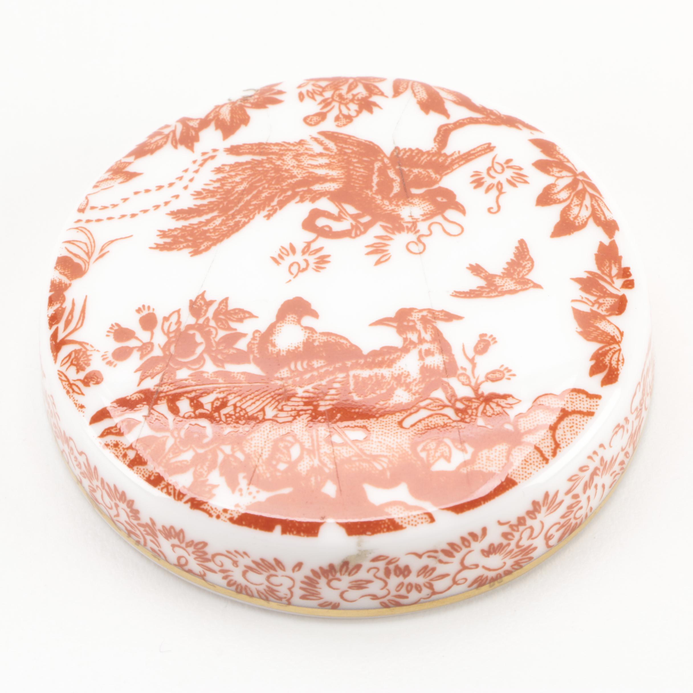 Royal Crown Derby "Red Aves" Bone China Lidded Vessel