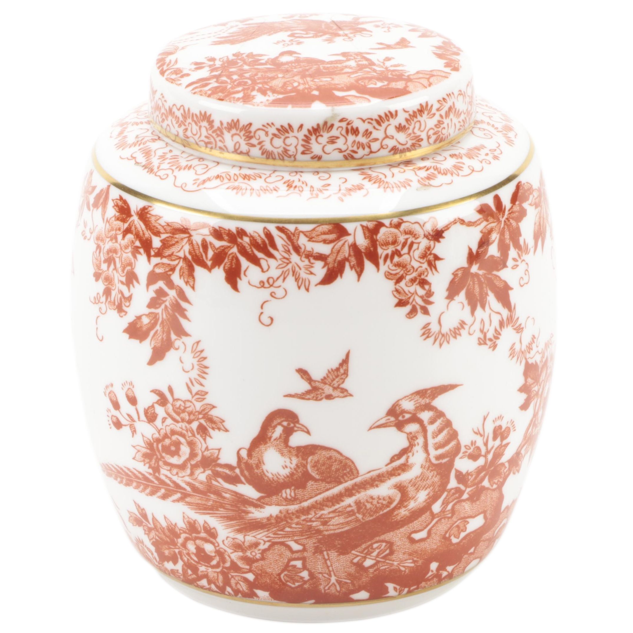 Royal Crown Derby "Red Aves" Bone China Lidded Vessel