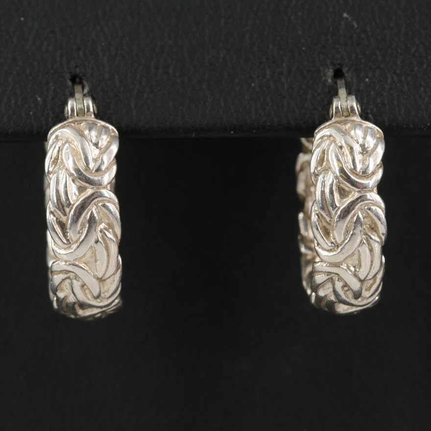 Sterling Byzantine Link Hoop Earrings