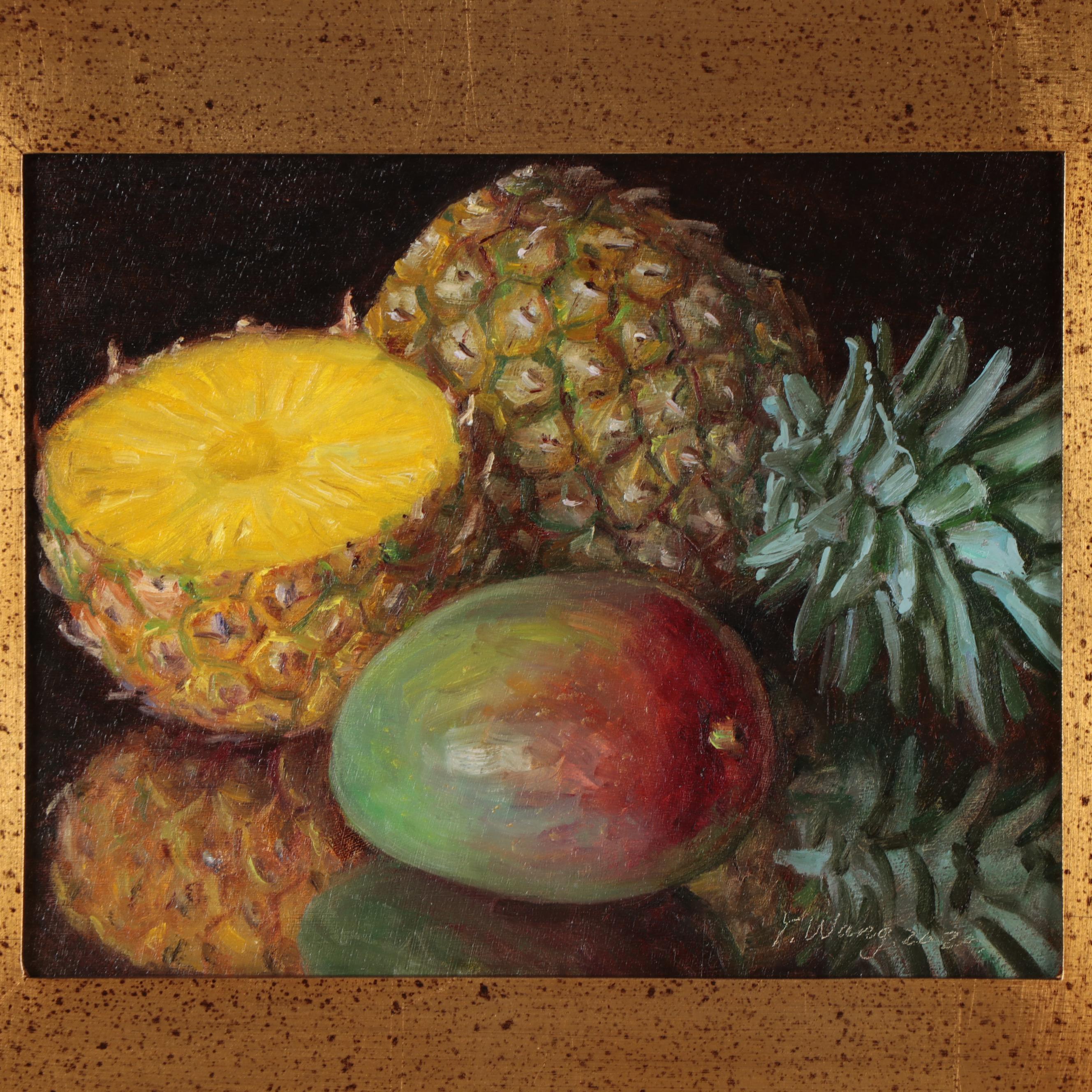 Youqing Wang Still Life Oil Painting of Pineapple and Mango, 2020