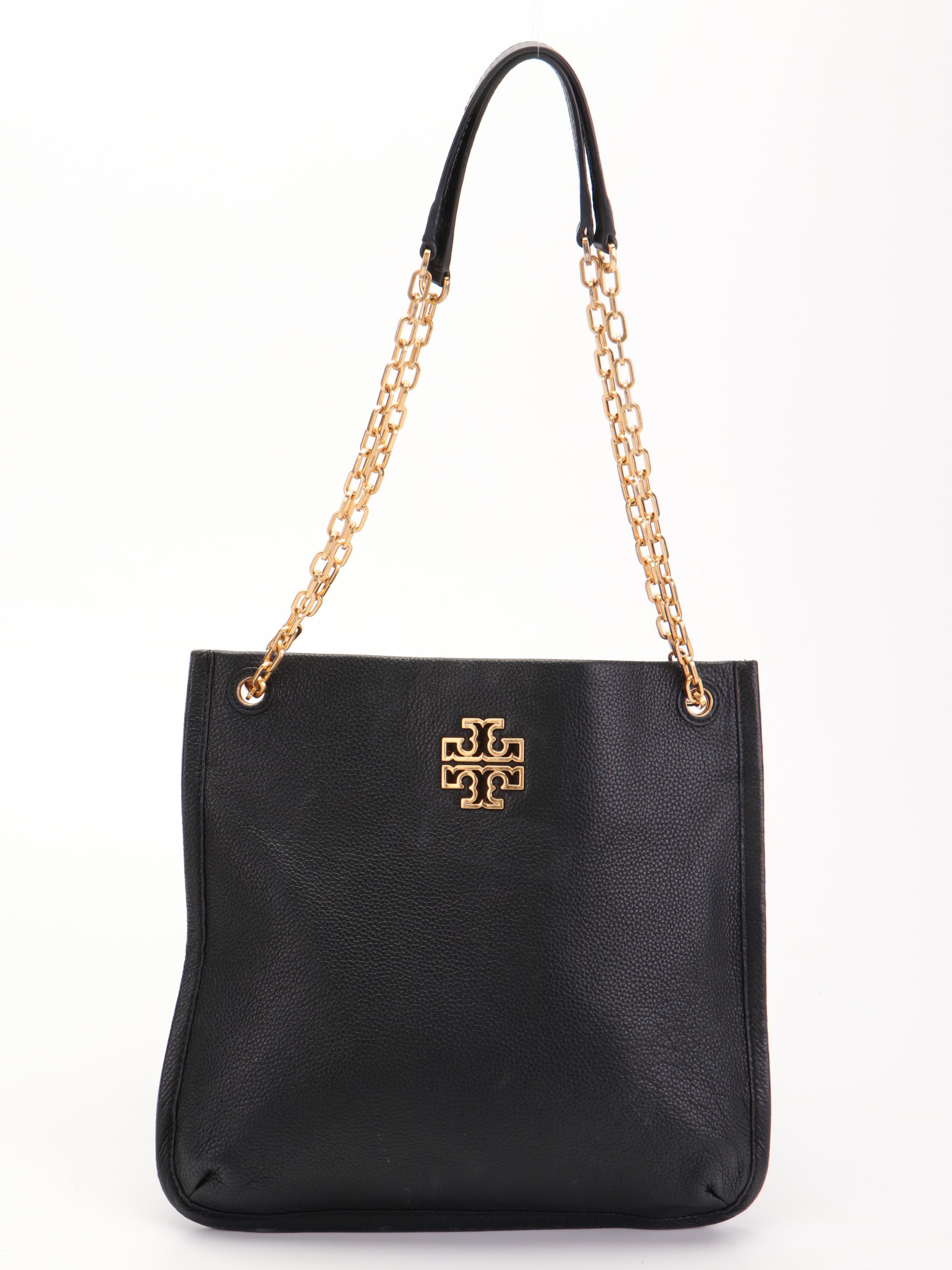 Tory Burch Convertible Tote in Black Pebbled Leather