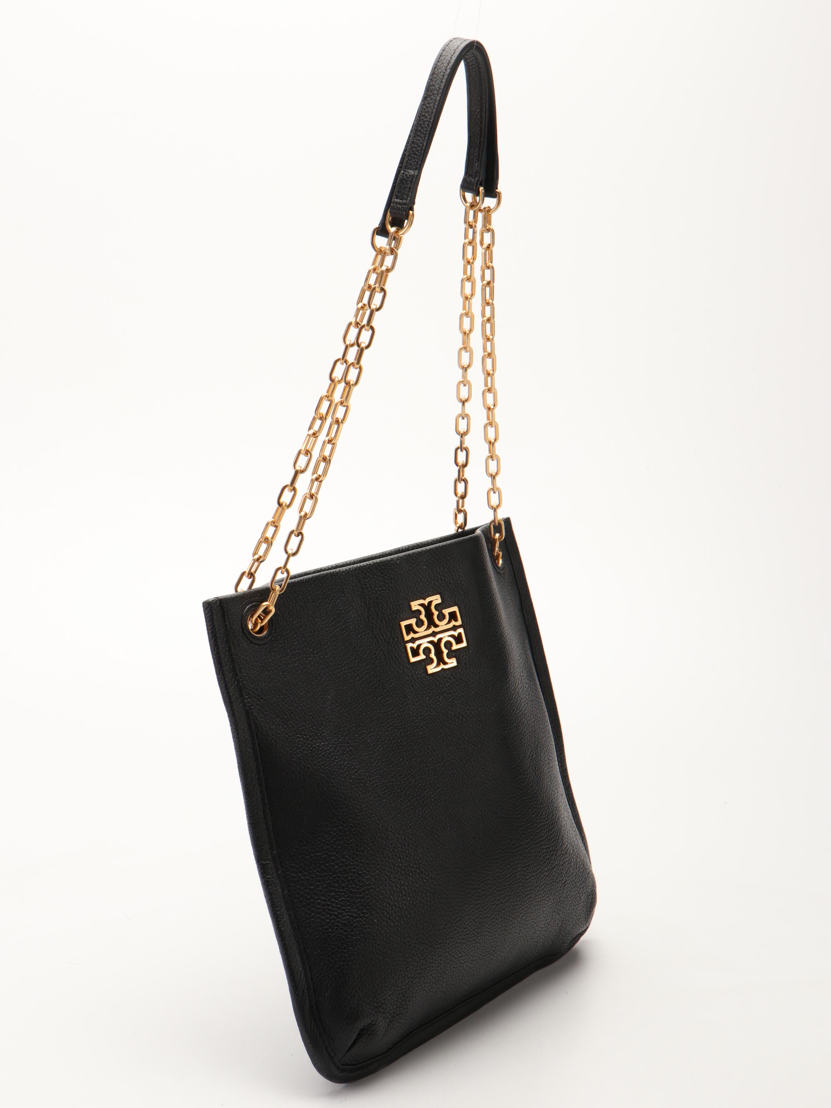 Tory Burch Convertible Tote in Black Pebbled Leather