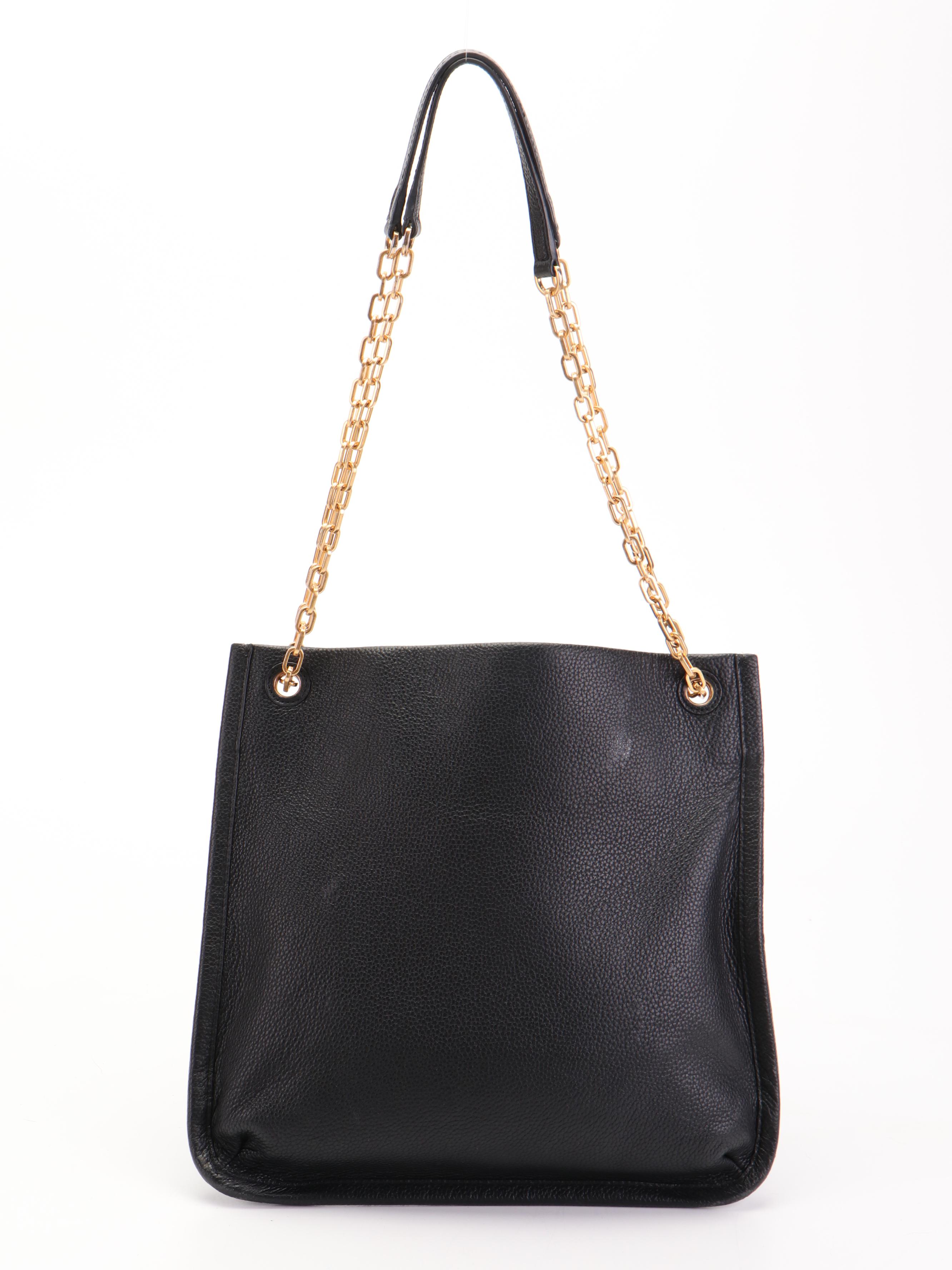 Tory Burch Convertible Tote in Black Pebbled Leather