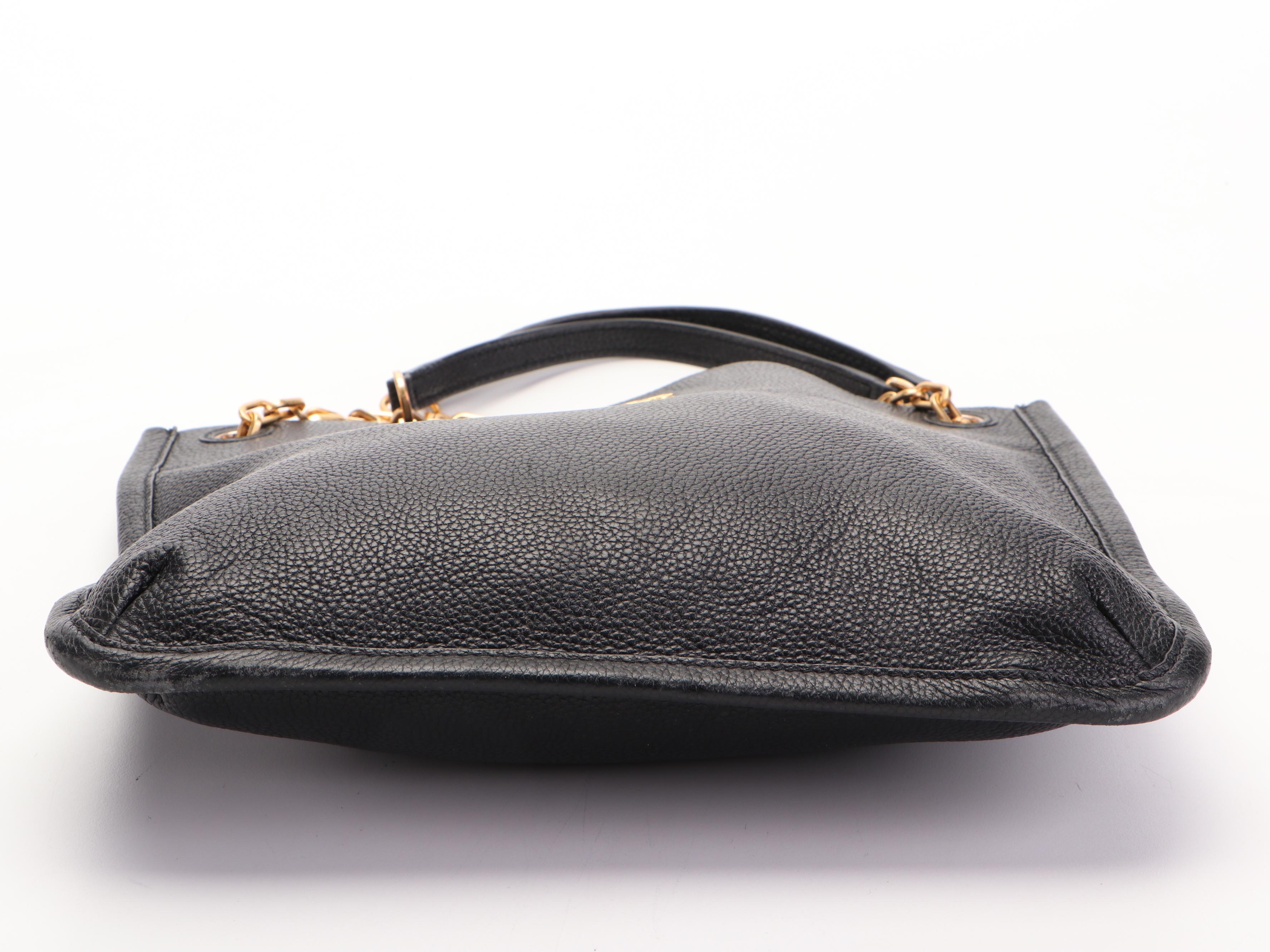 Tory Burch Convertible Tote in Black Pebbled Leather