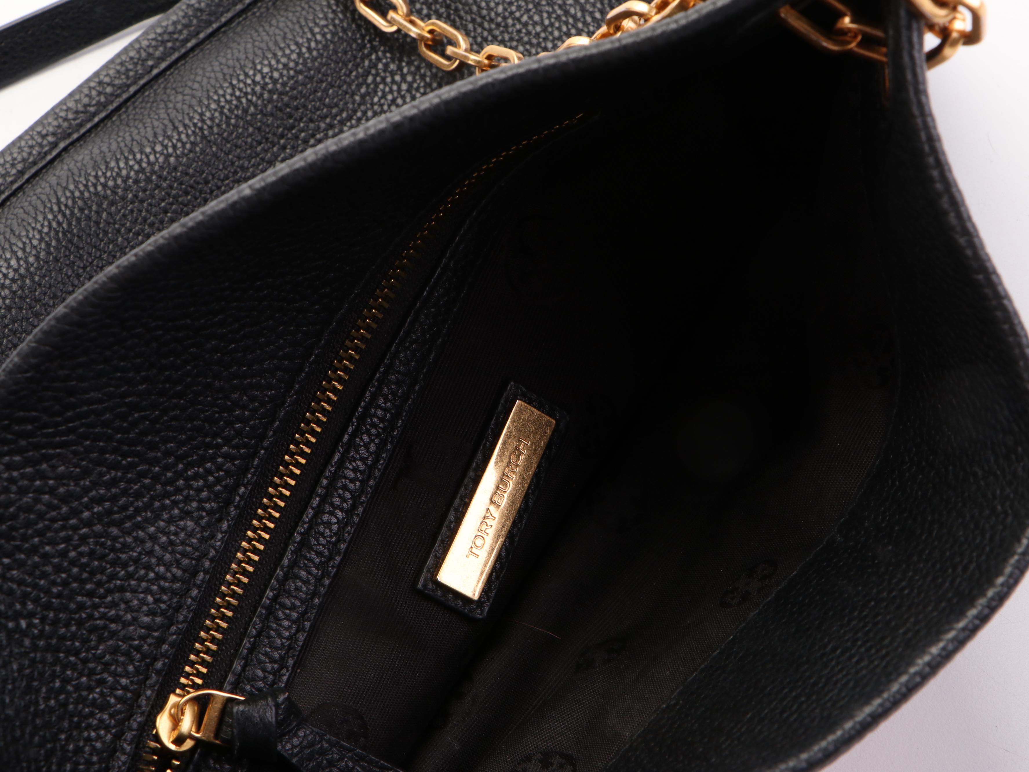 Tory Burch Convertible Tote in Black Pebbled Leather