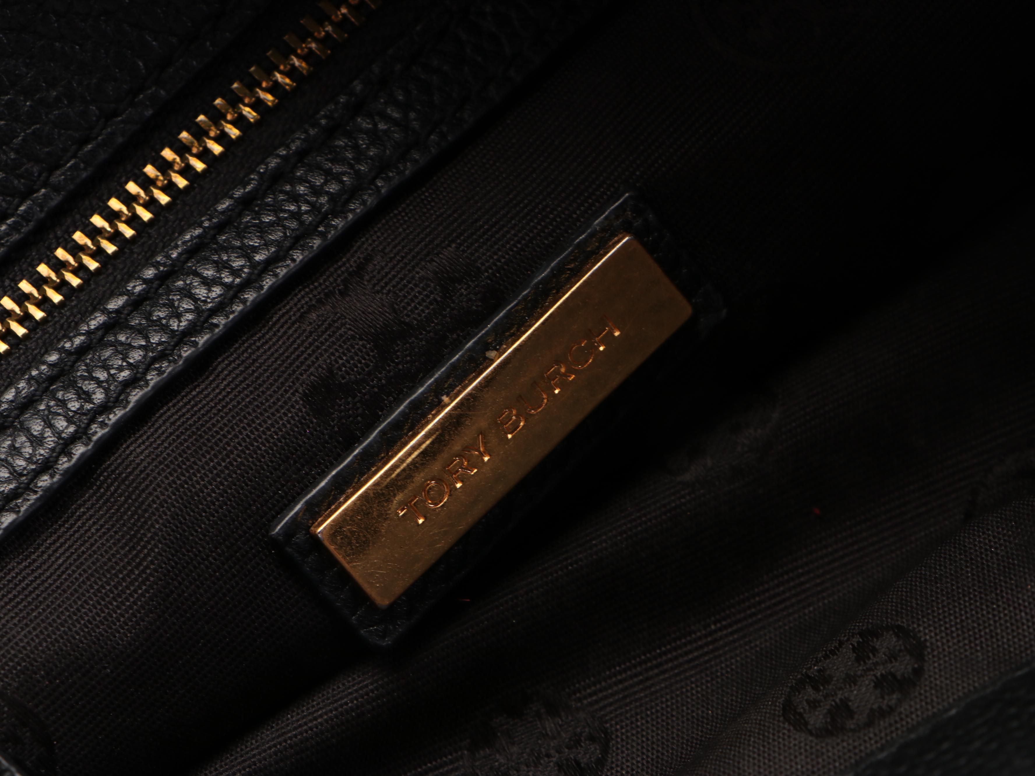 Tory Burch Convertible Tote in Black Pebbled Leather