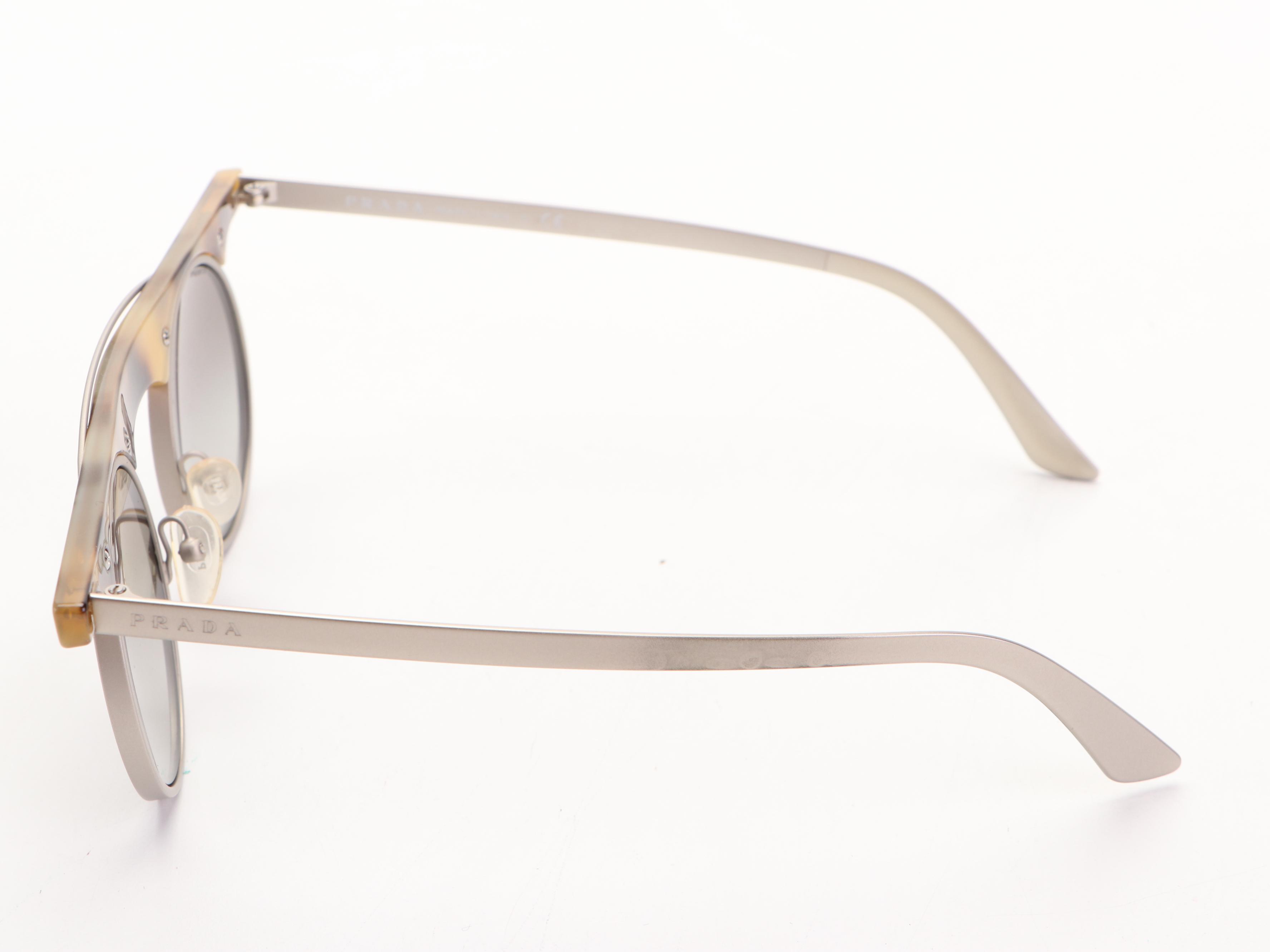 Prada SPR 72O Round Havana Browline Sunglasses with Case