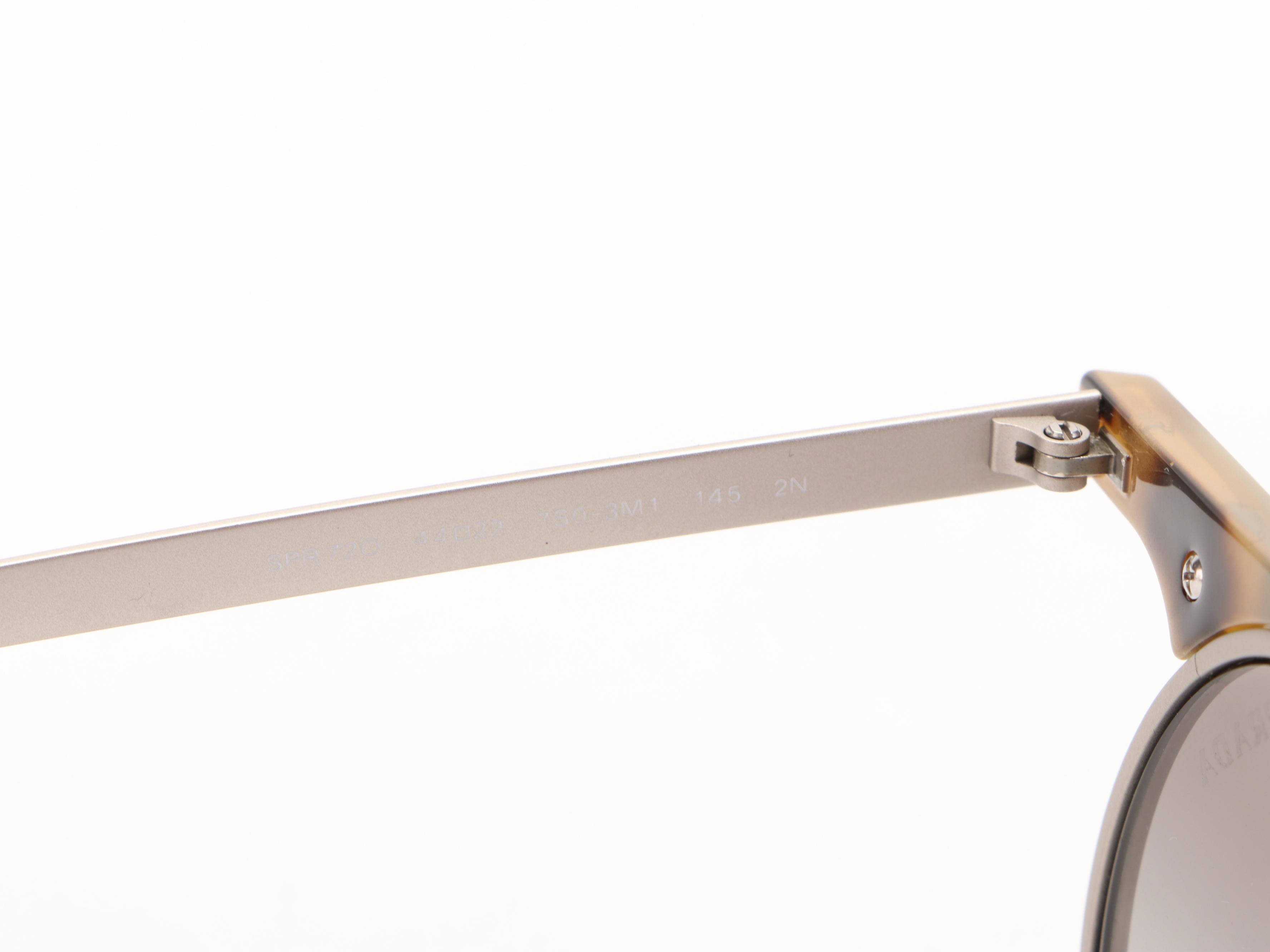 Prada SPR 72O Round Havana Browline Sunglasses with Case