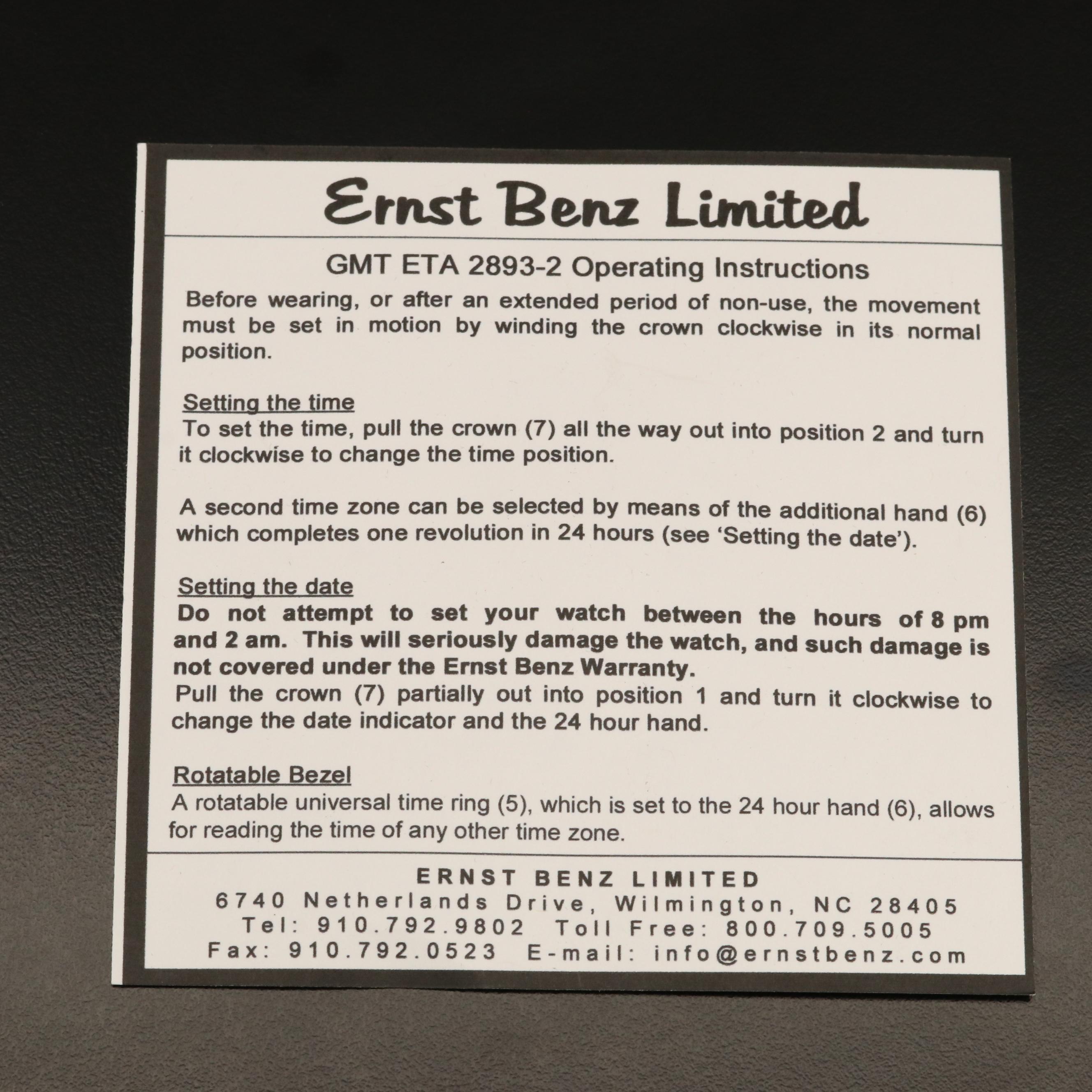 Ernst Benz First Flight Centennial Chronosport Watch