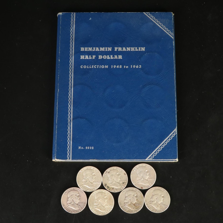 Thirty Benjamin Franklin Silver Half Dollars, 1949 - 1963