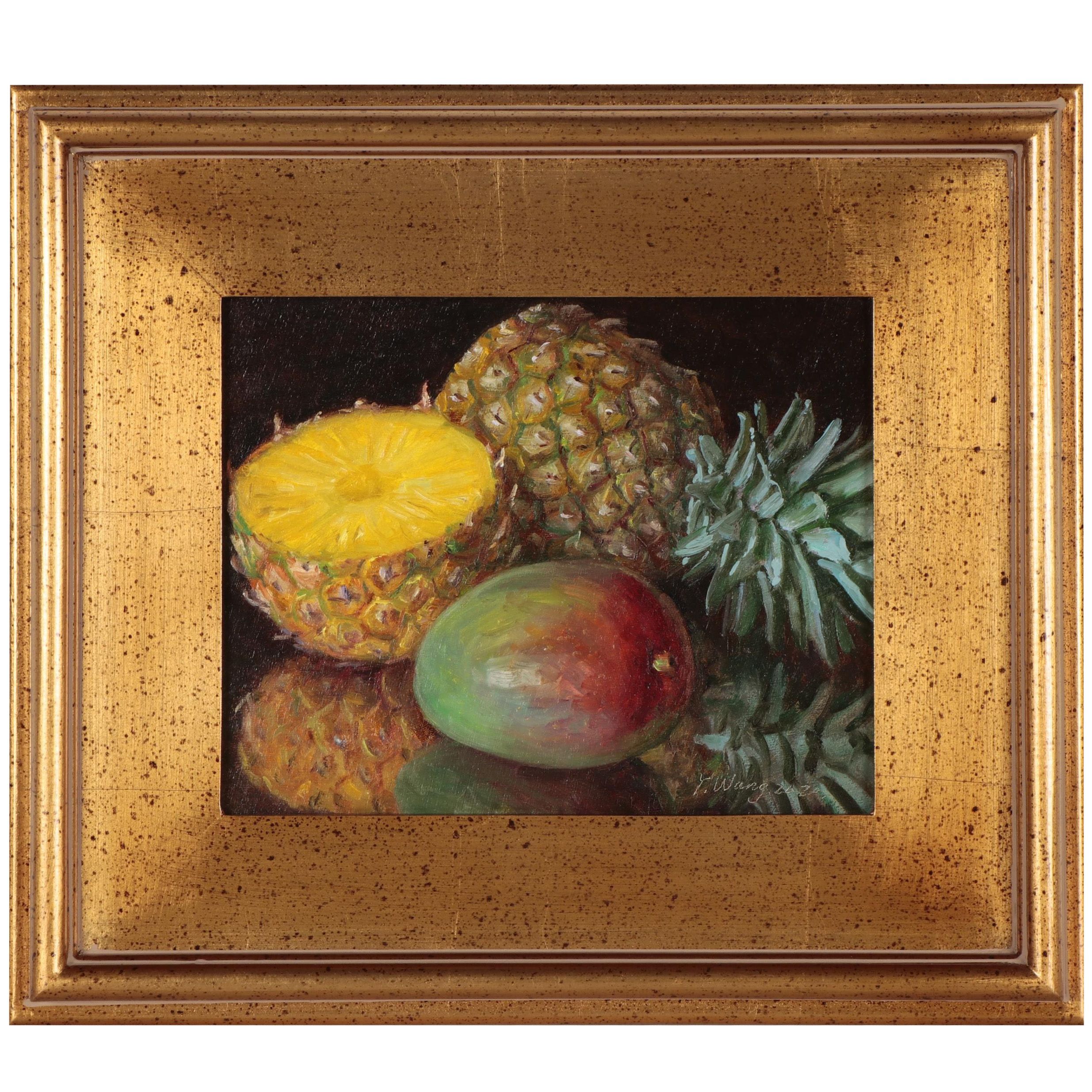 Youqing Wang Still Life Oil Painting of Pineapple and Mango, 2020