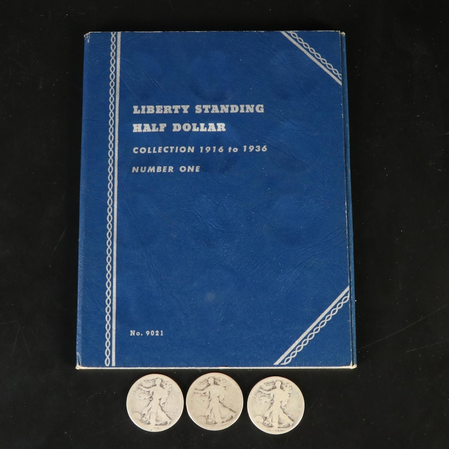 Fifteen Walking Liberty Half Dollars, 1918 - 1936