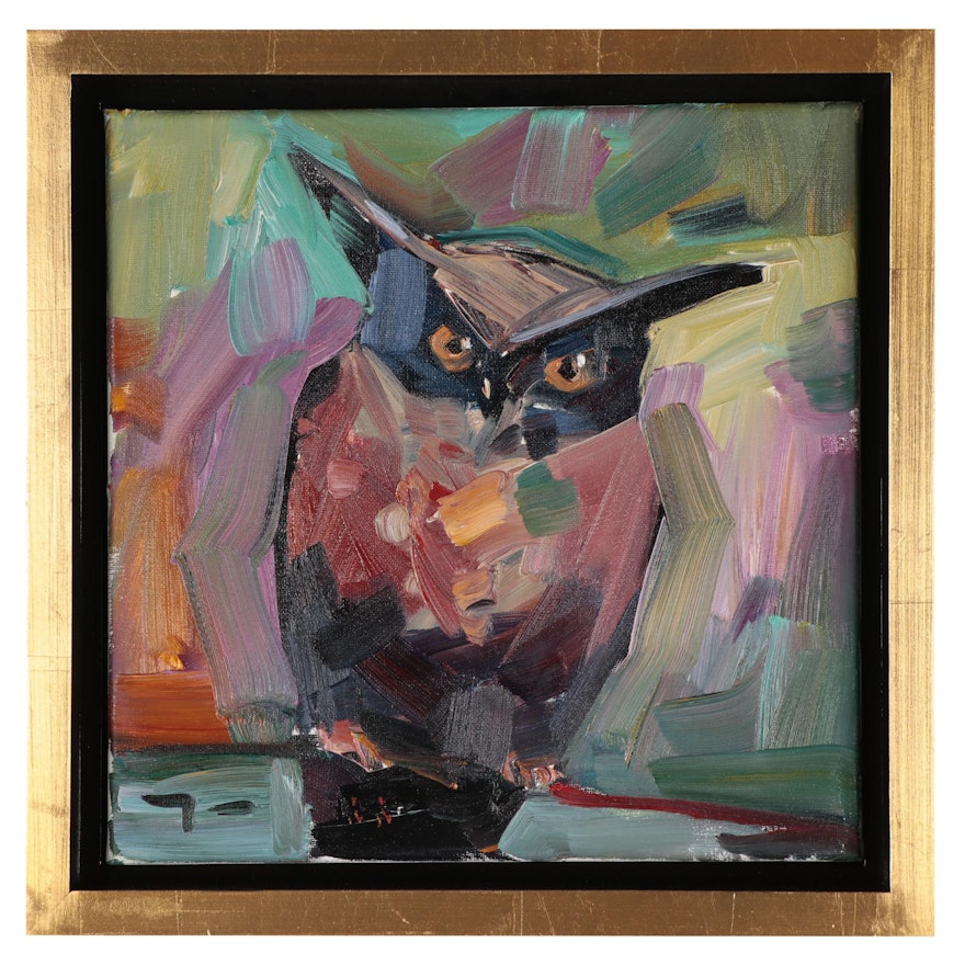 Jose Trujillo Oil Painting "The Owl," 2019