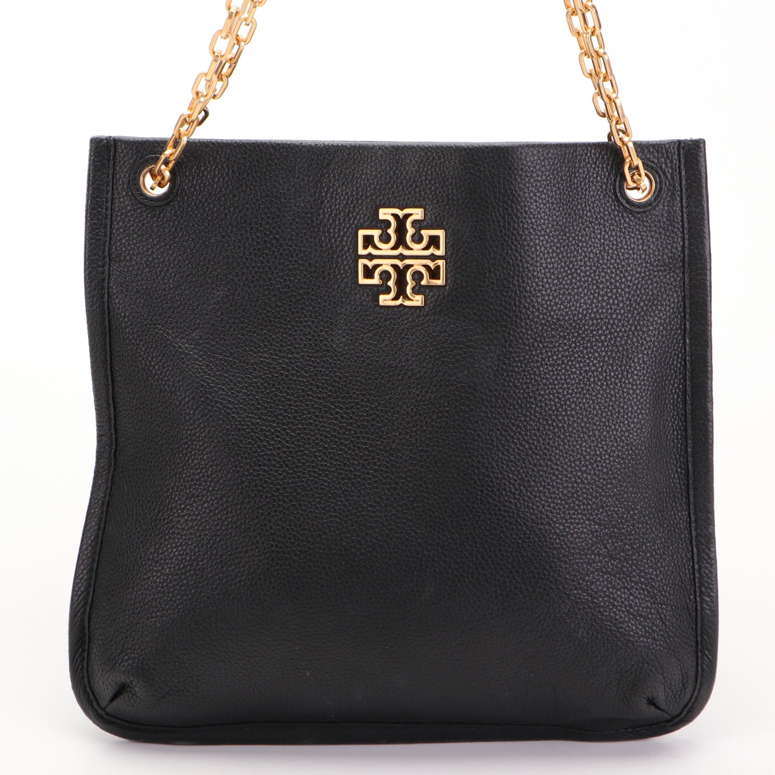 Tory Burch Convertible Tote in Black Pebbled Leather
