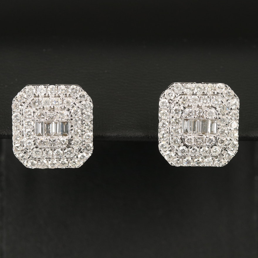 14K 3.20 CTW Diamond Cluster Earrings