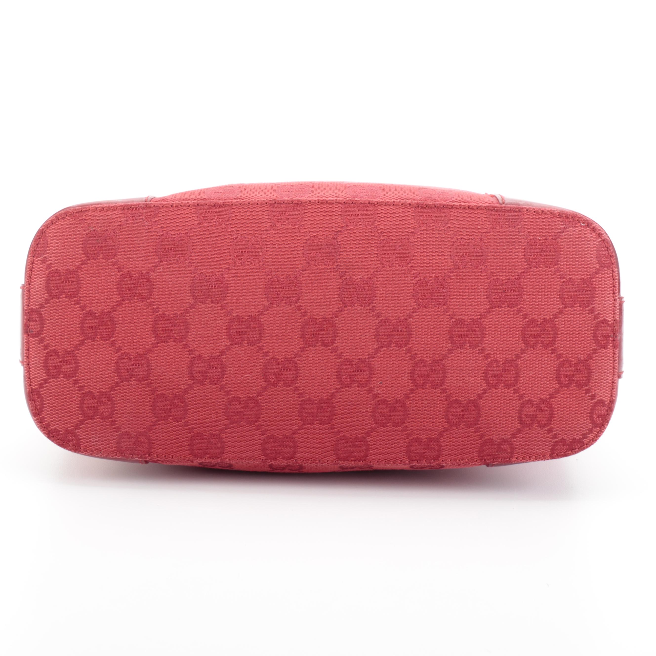 Gucci Hobo Shoulder Bag in Red GG Canvas and Red Patent Leather